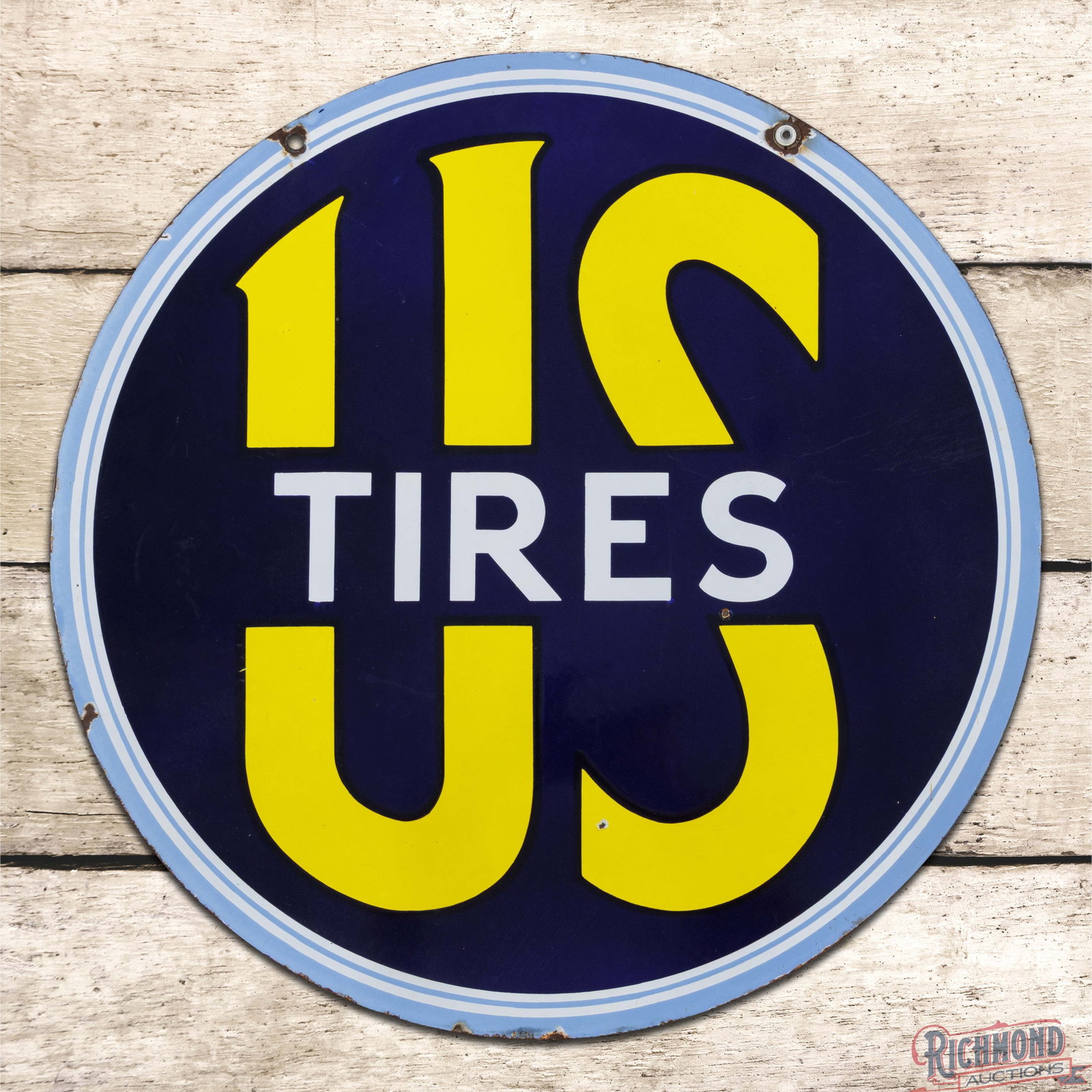 US Tires 24" Double Sided Porcelain Logo Sign (1 of 3)