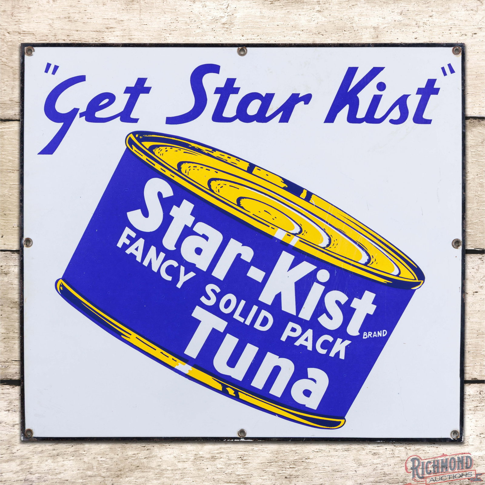 Get Star Kist Brand Tuna "Fancy Solid Pack" Single Sided Porcelain Sign w/ Can (1 of 3)