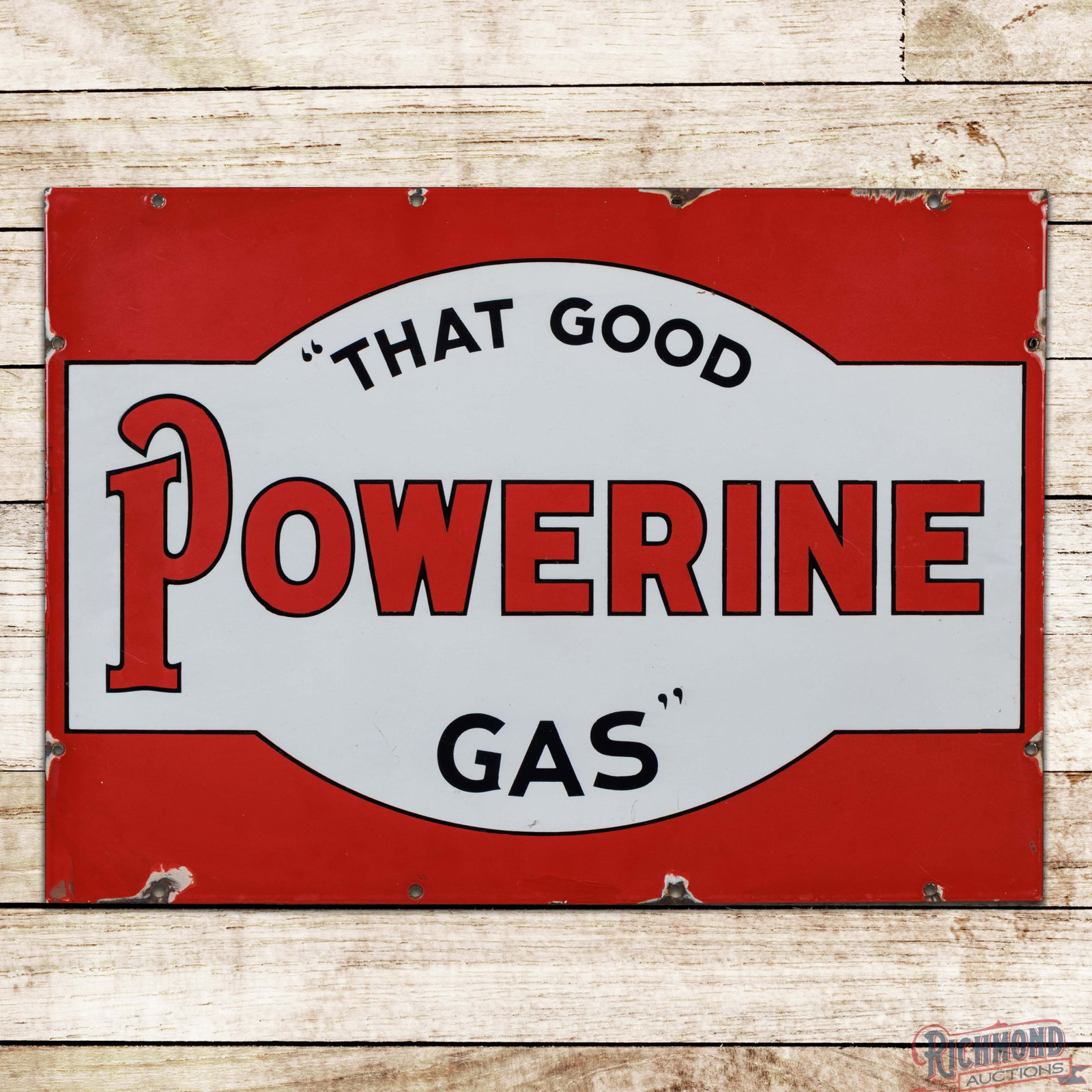 Powerine "That Good Gas" Double Sided Porcelain Sign (1 of 3)