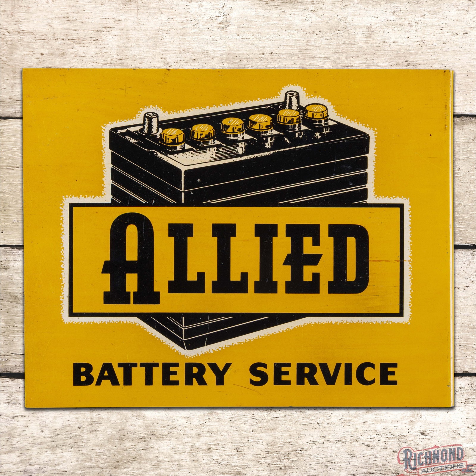 Allied Battery Service Double Sided Tin Flange Sign (1 of 4)