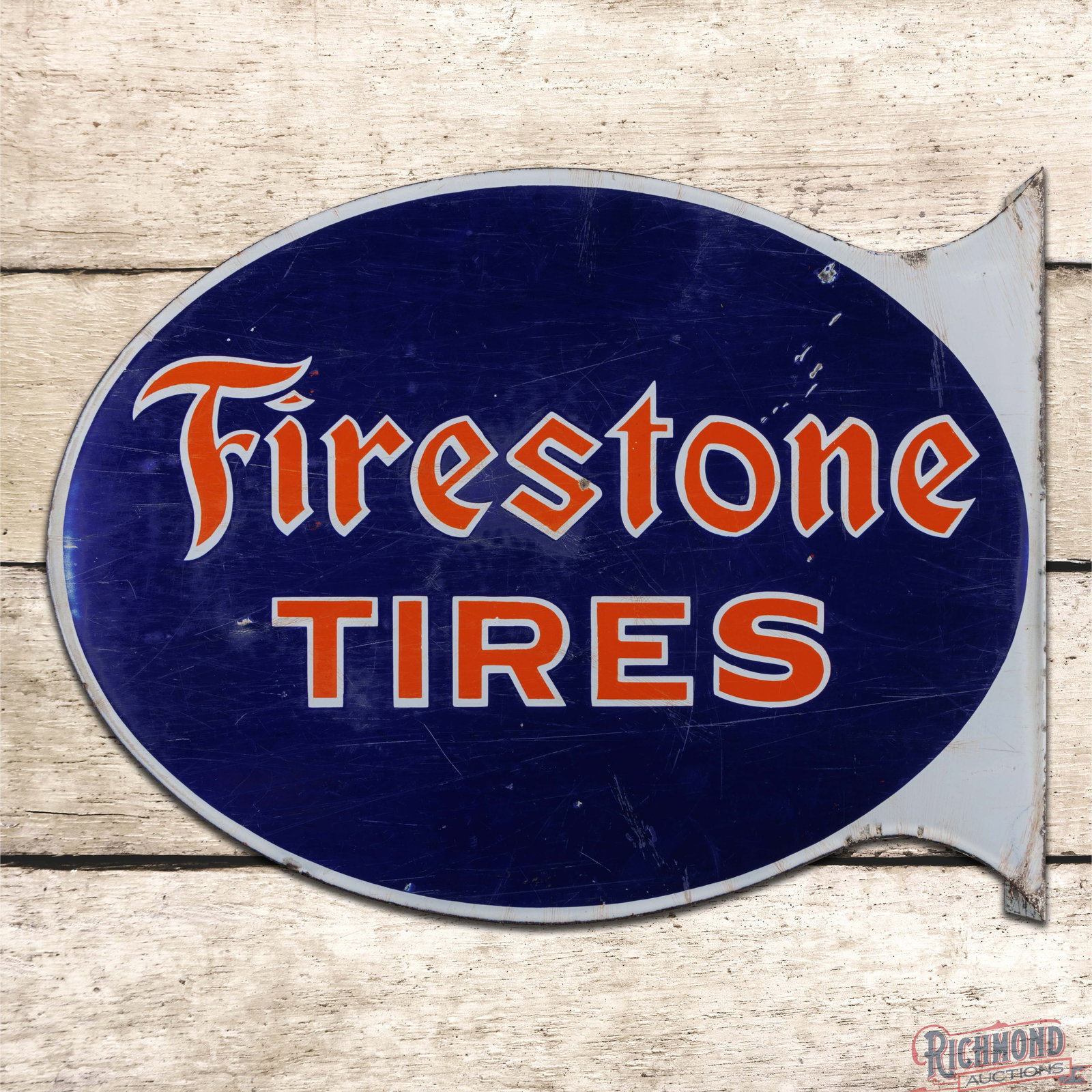 Firestone Tires Double Sided Porcelain Flange Sign (1 of 4)