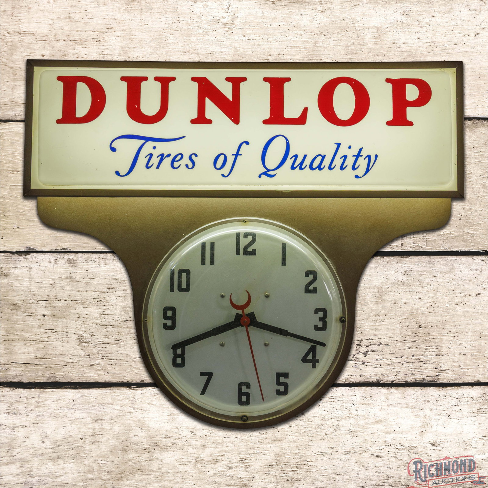 Dunlop Tires of Quality Lighted Advertising Clock (1 of 4)