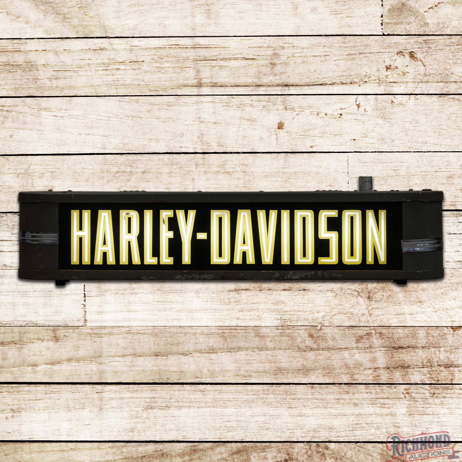 Harley Davidson Motor Cycles Reverse on Glass Art Deco Lighted Sign (1 of 4)