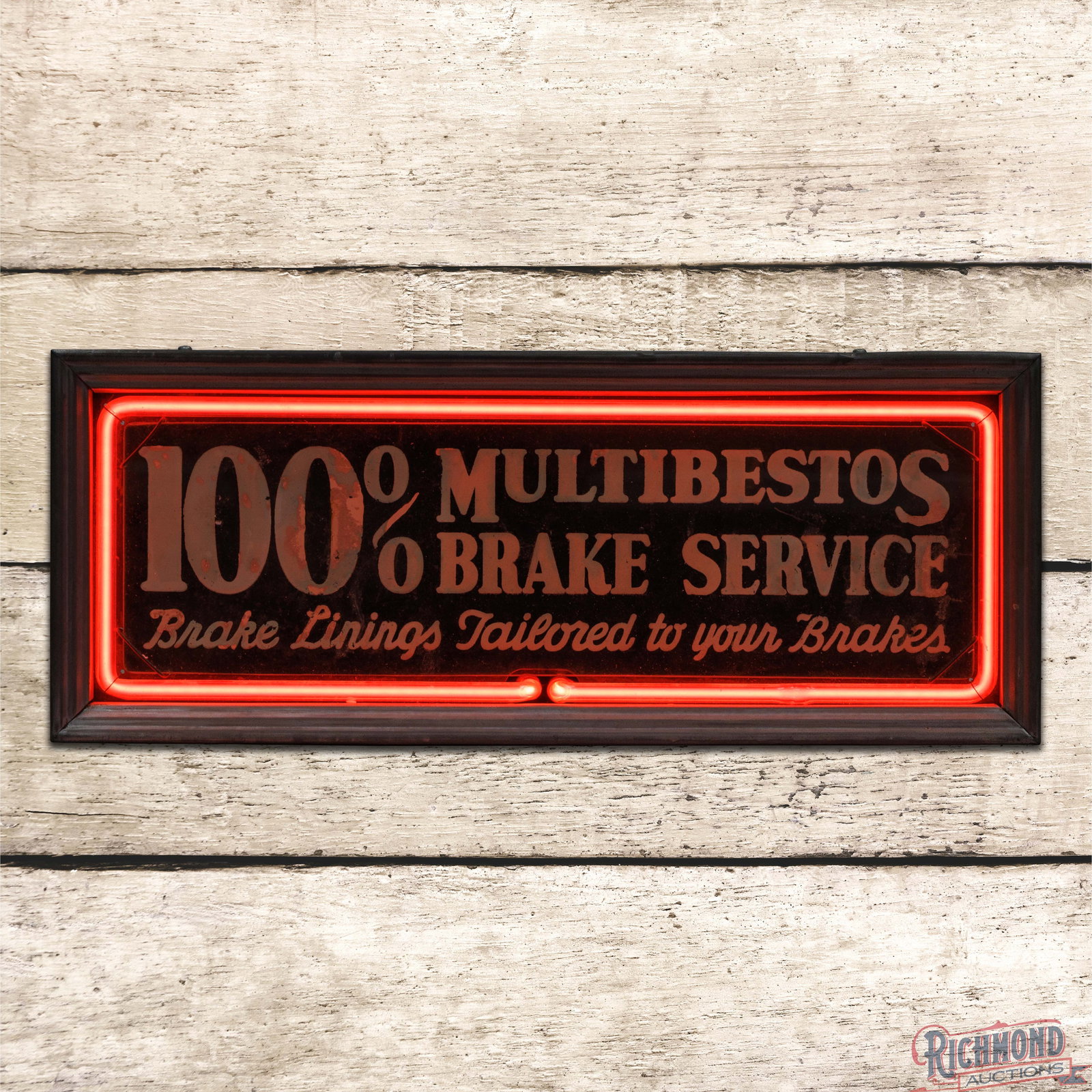 100% Multibestos Brake Service Reverse on Glass Neon Advertising Sign (1 of 4)