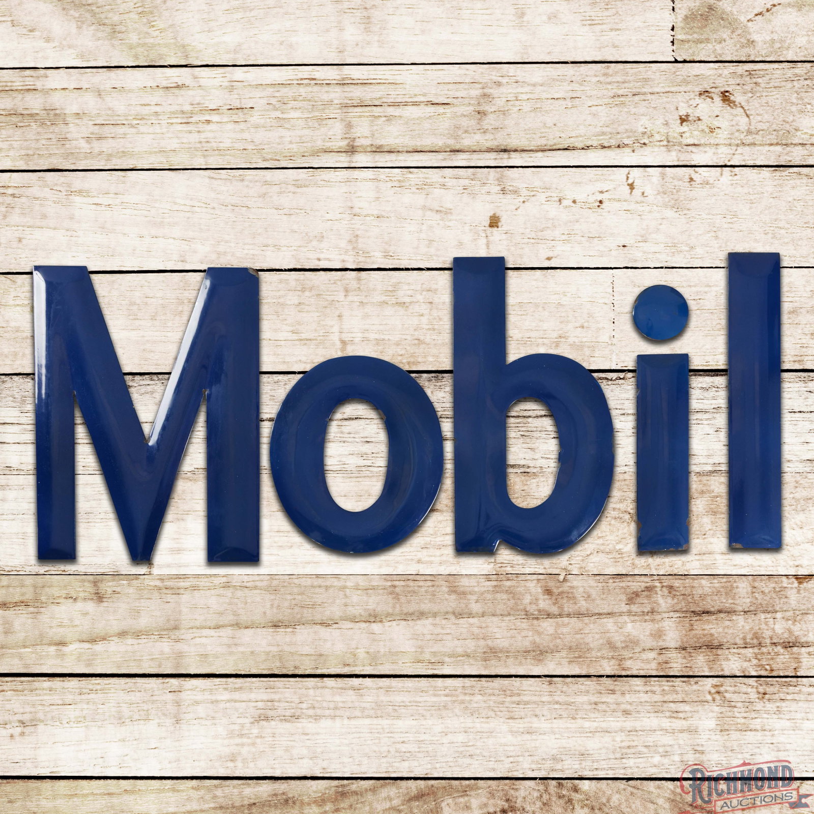 Mobil Gasoline Service Station Convex 18" Single Sided Porcelain Letter Sign (1 of 3)
