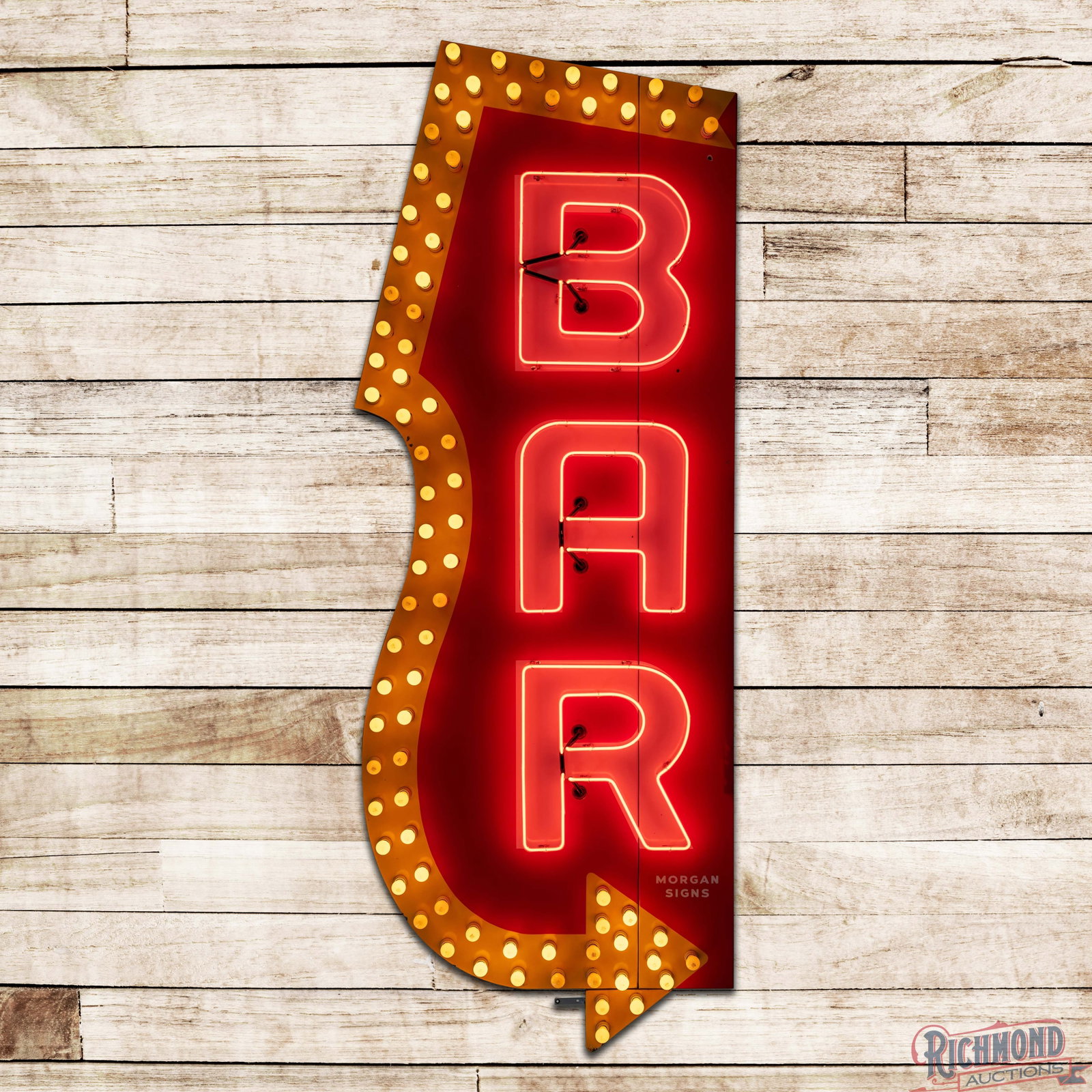 Bar 10' Die Cut Single Sided Porcelain Factory Neon Sign w/ Lighted Chaser Bulb Arrow (1 of 4)