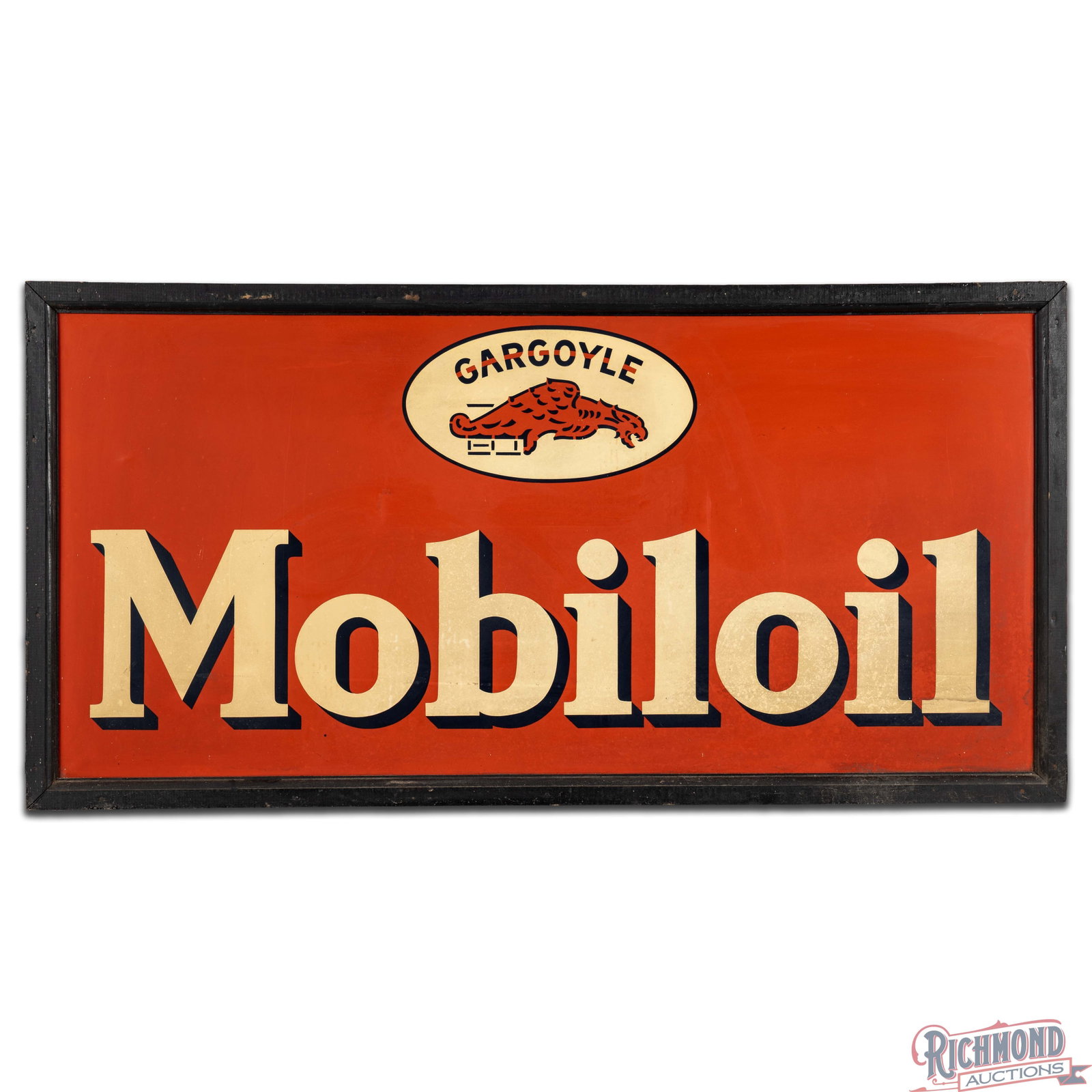 Rare Gargoyle Motor Oil 5' Single Sided Tin Sign w/ Logo - 2