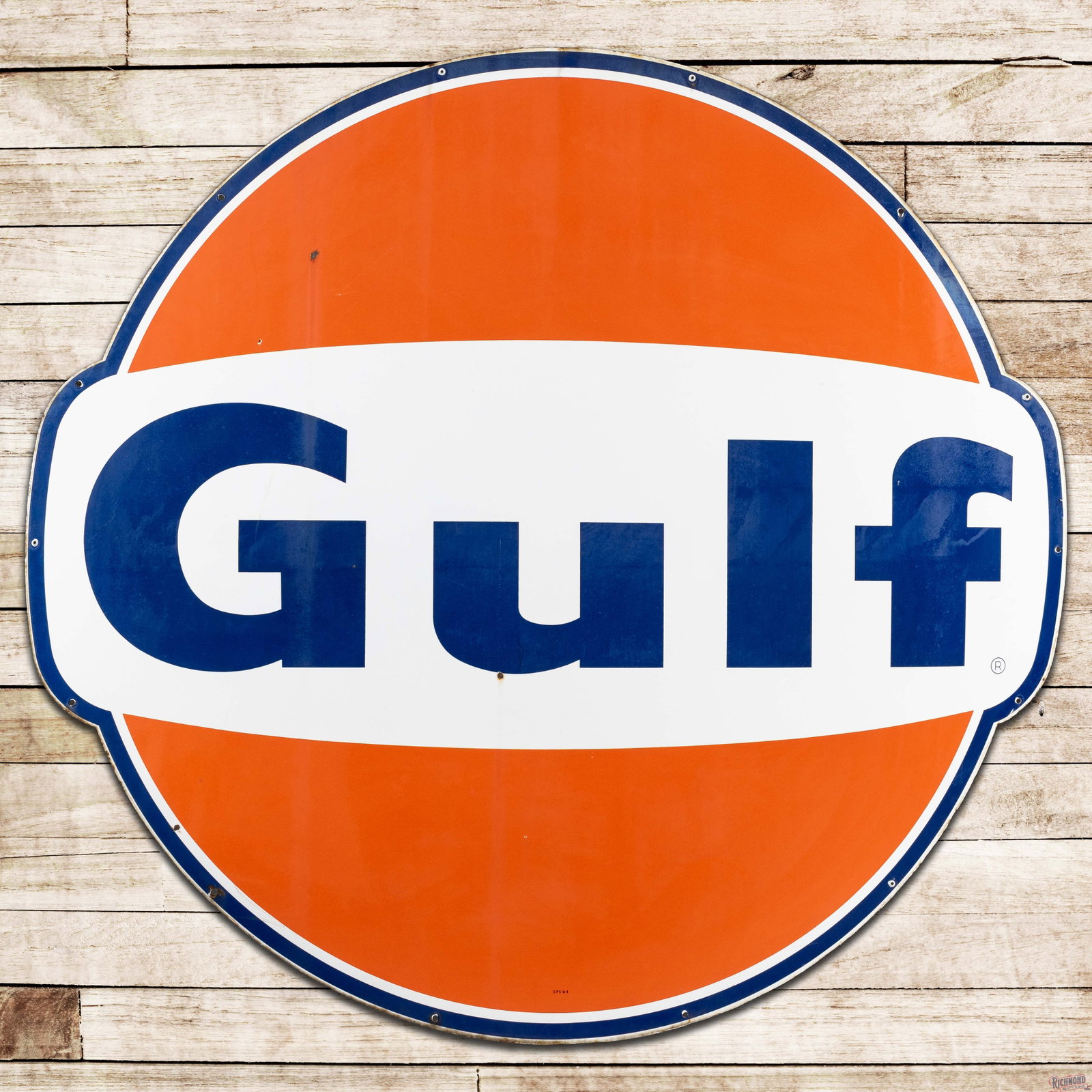 1964 Gulf Gasoline 6' Single Sided Porcelain Service Station ID Sign (1 of 3)