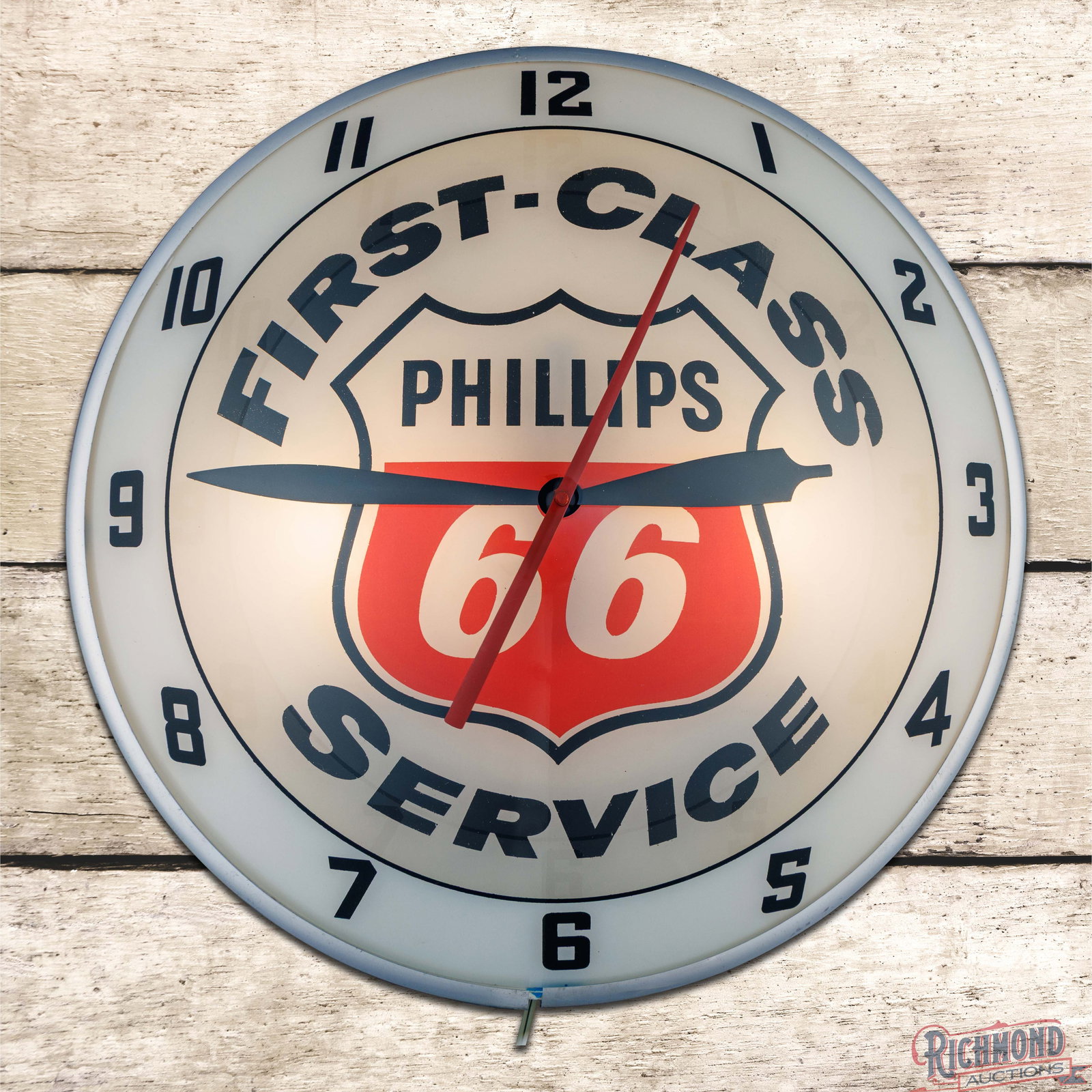 Phillips 66 First Class Service 15" Lighted Double Bubble Advertising Clock Terre Haute Indiana (1 of 4)