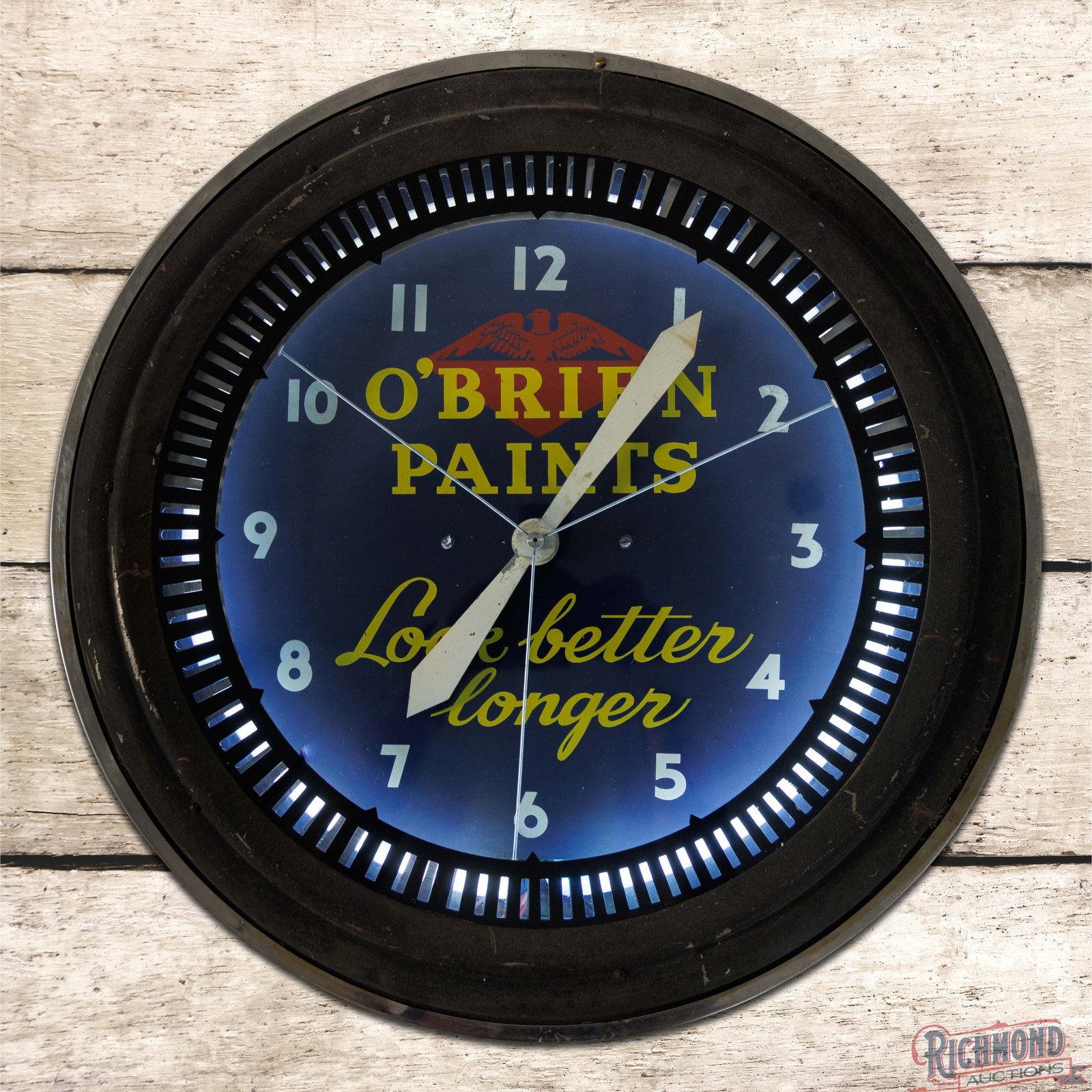 O'Brien Paints "Look Better Longer" 22" Neon Spinner Advertising Clock (1 of 4)