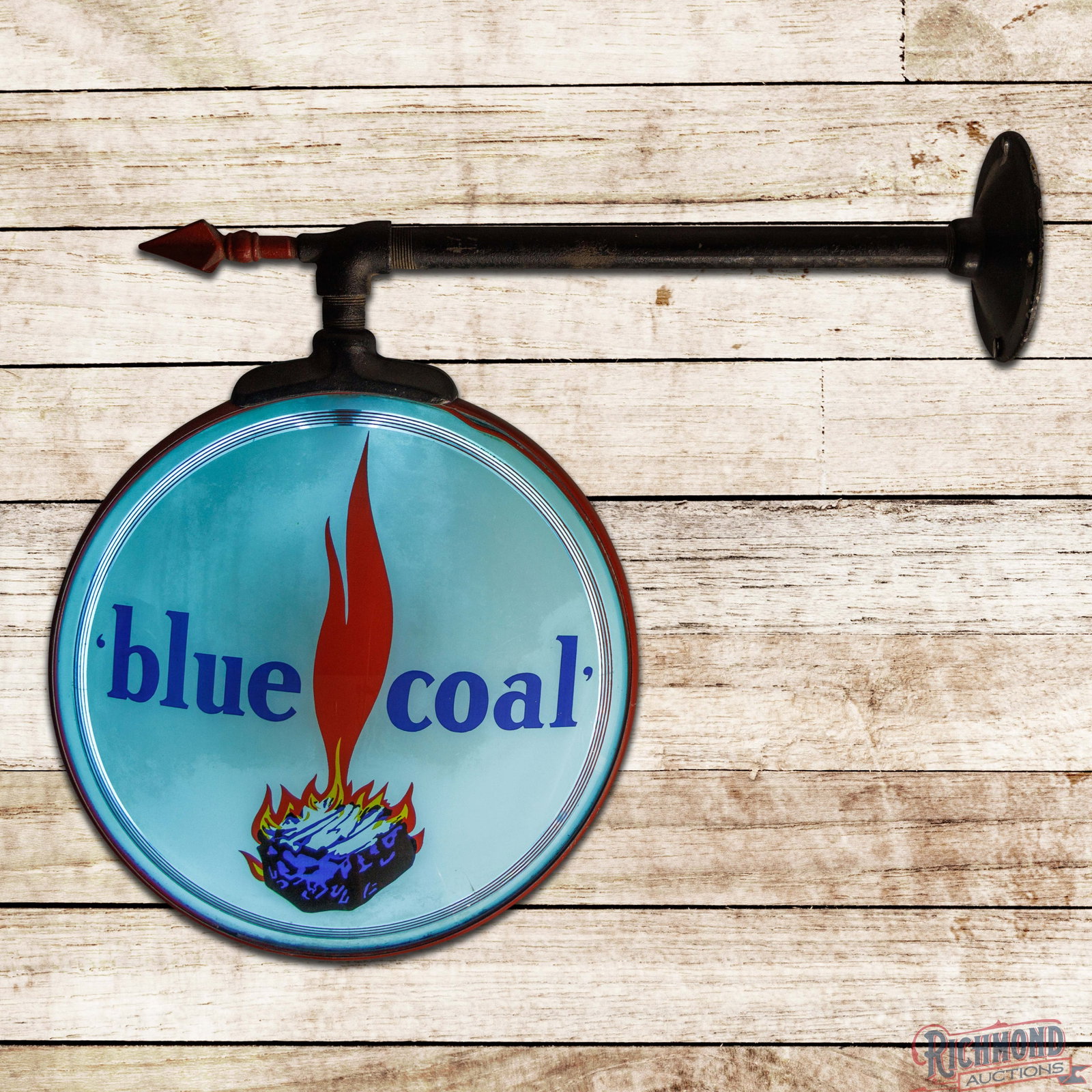 Rare Blue Coal 18" Neon Advertising Globe w/ Hanging Bracket (1 of 5)