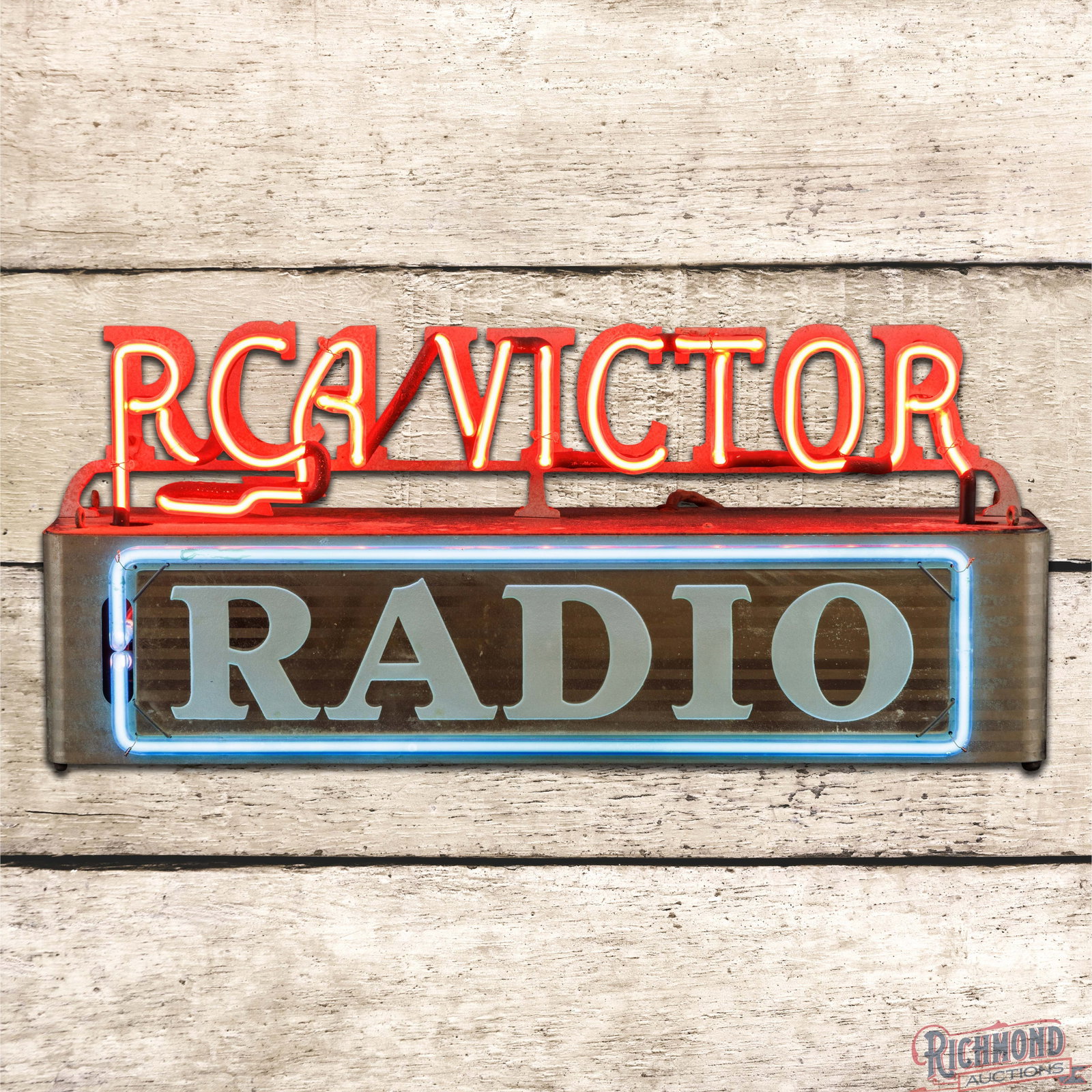 RCA Victor Radio Reverse on Glass Neon Advertising Sign (1 of 4)