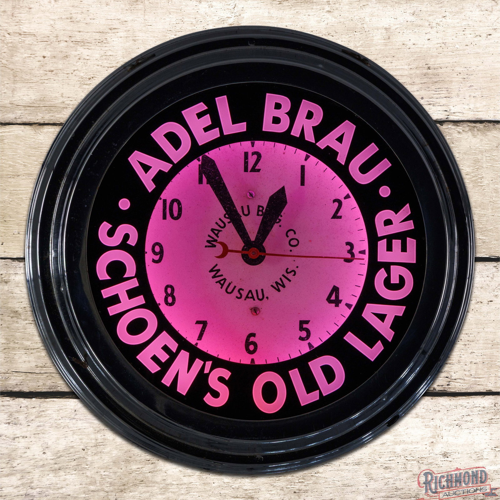 Adel Brau Schoen's Old Lager 16"Neon Advertising Clock Wausau Wisconsin (1 of 4)