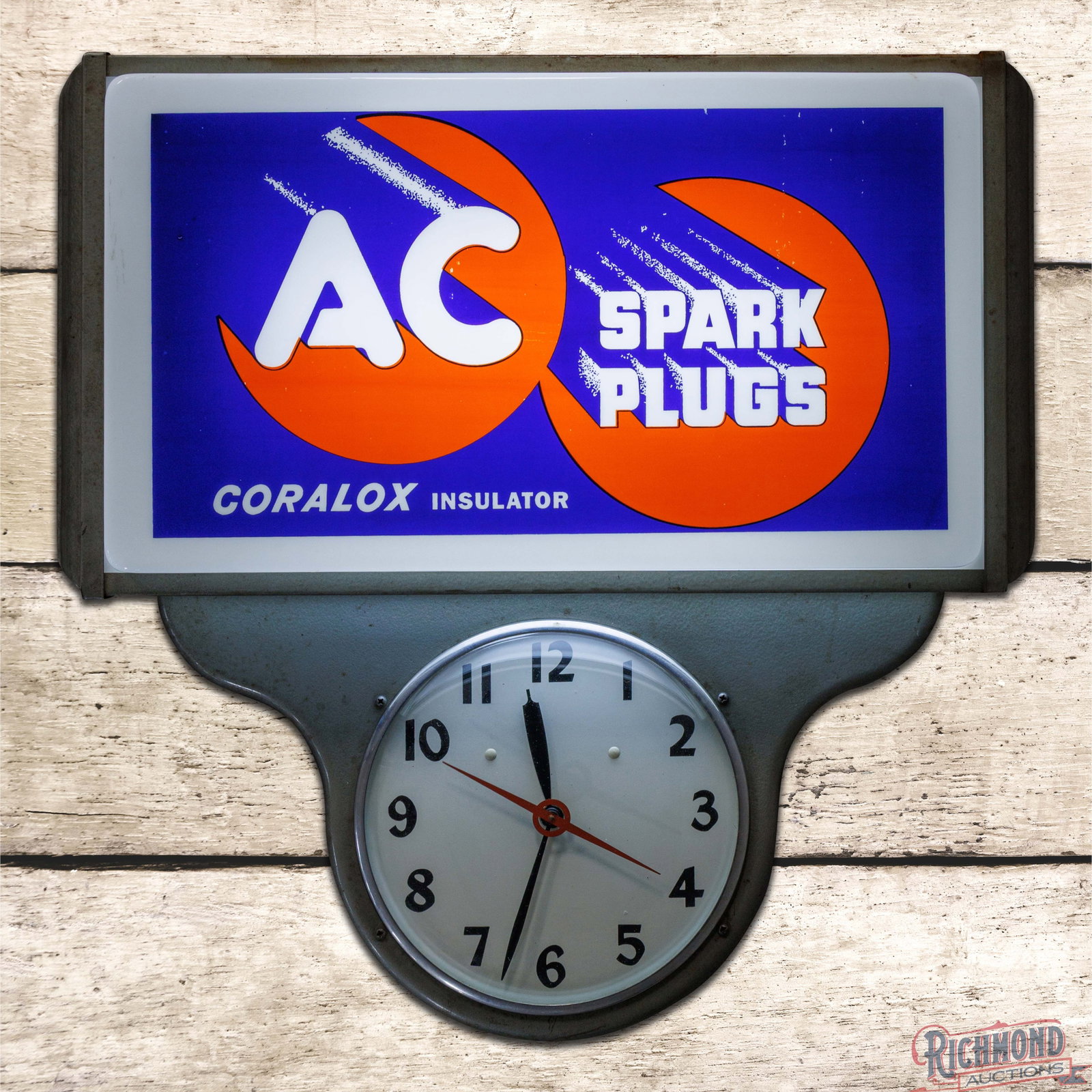 AC Spark Plugs "Coralox Insulator" Lighted Advertising Clock (1 of 4)