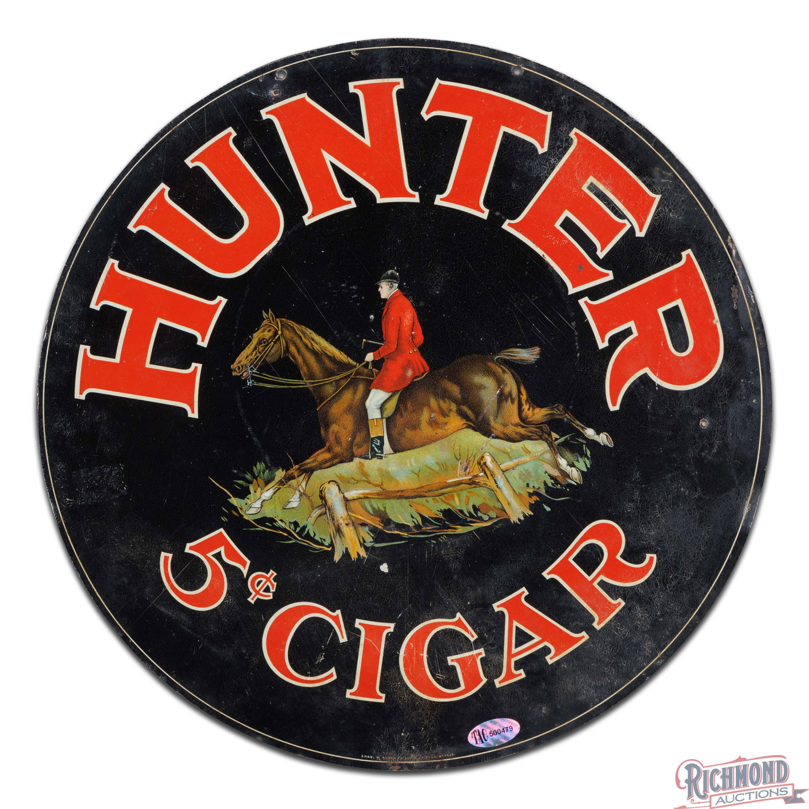 Rare Hunter 5 Cent Cigar Double Sided Tin Sign - 3