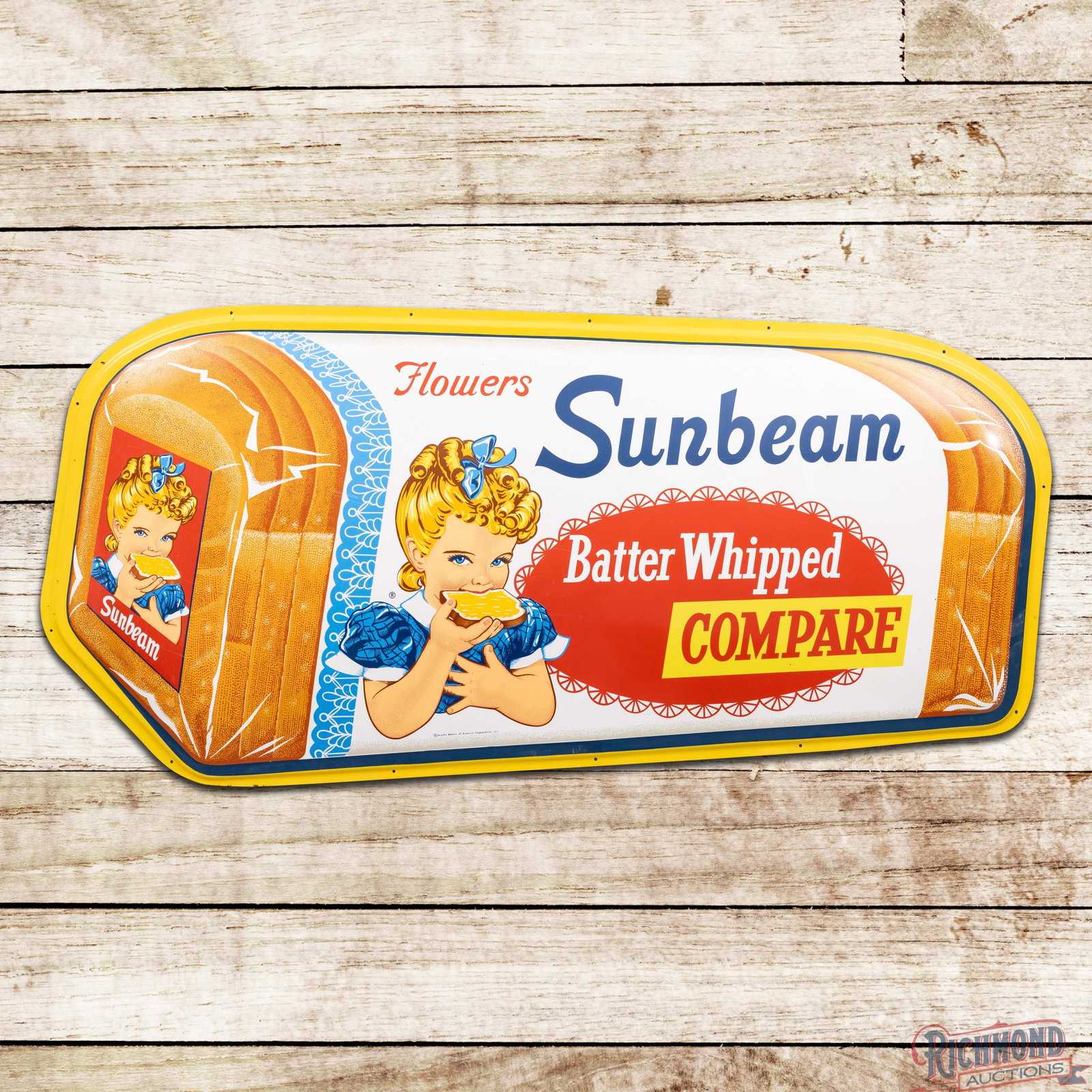 Flowers Sunbeam Batter Whipped Bread Compare 6' Die Cut Bubble Sign w/ Little Miss Sunbeam (1 of 3)