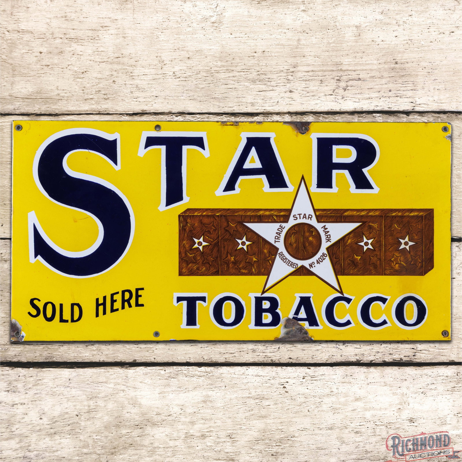 Star Tobacco Sold Here Single Sided Porcelain Sign (1 of 3)