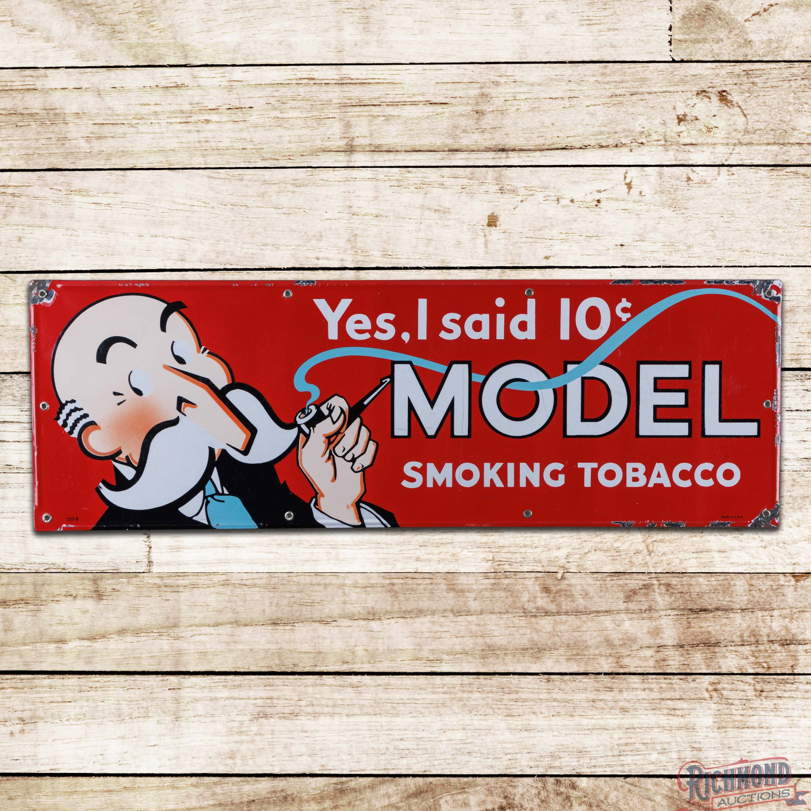 Yes I Said Model Smoking Tobacco 10 Cents Single Sided Porcelain Sign w/ Smoking Man (1 of 3)