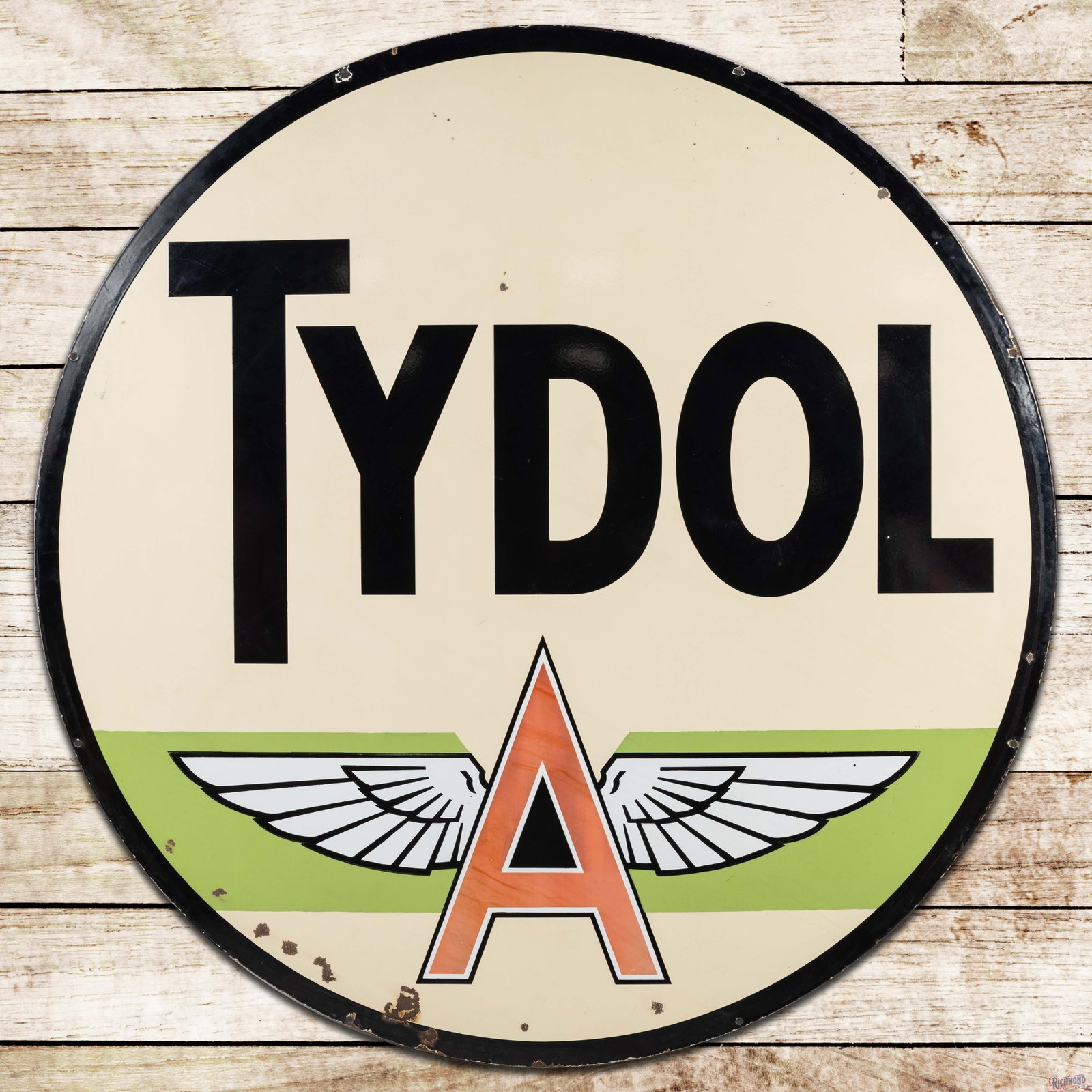 Tydol Flying A Gasoline 6' Double Sided Porcelain ID Sign w/ Logo (1 of 3)