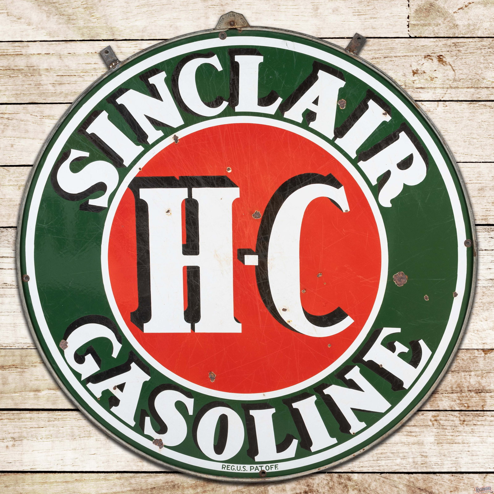 Sinclair HC Gasoline 48" Double Sided Porcelain Sign w/ Ring (1 of 3)