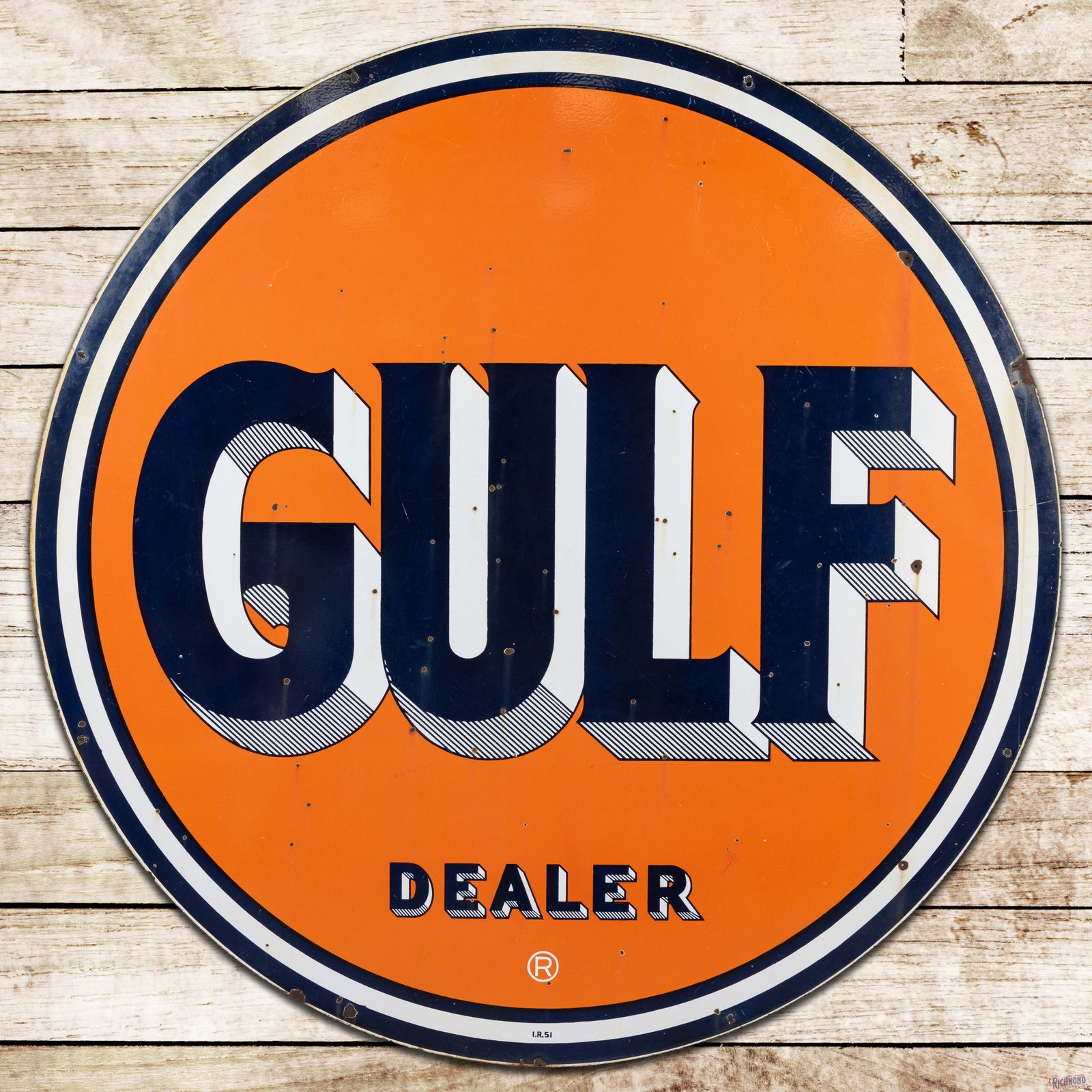 1951 Gulf Gasoline Dealer 66" Double Sided Porcelain ID Sign (1 of 3)