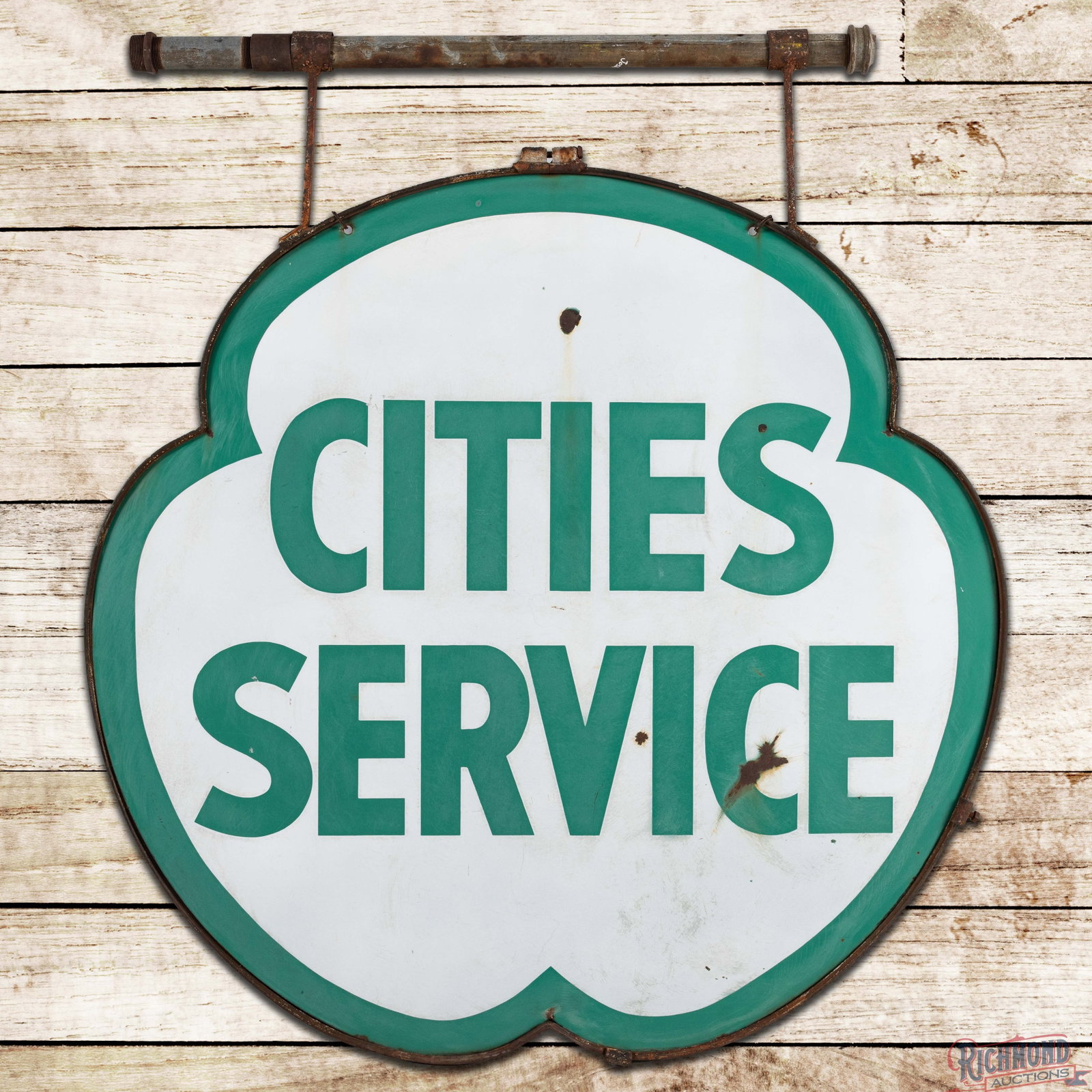 Cities Service Gasoline 4' Double Sided Porcelain ID Sign w/ Ring (1 of 3)