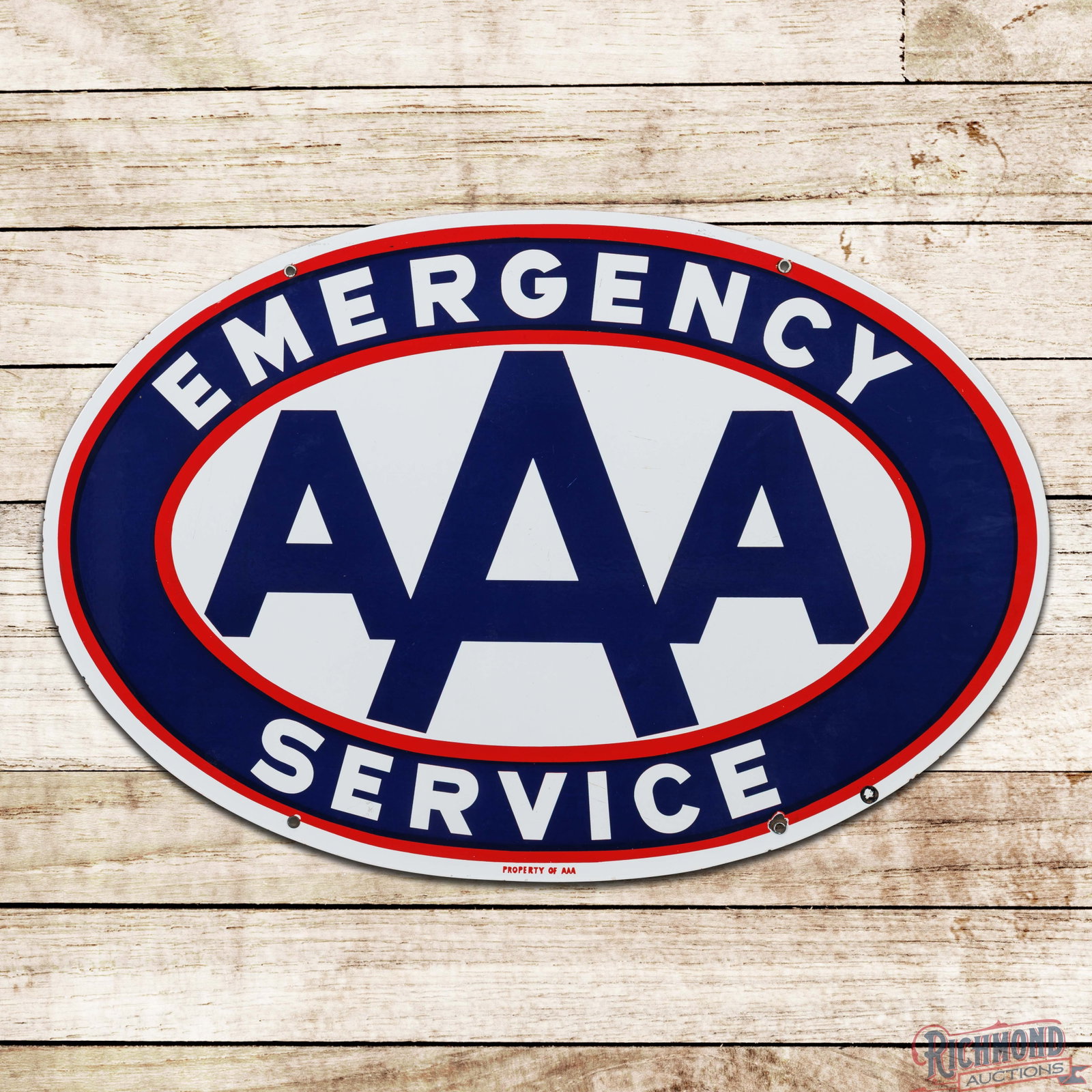 Triple AAA Emergency Service 36" Double Sided Porcelain Sign (1 of 3)