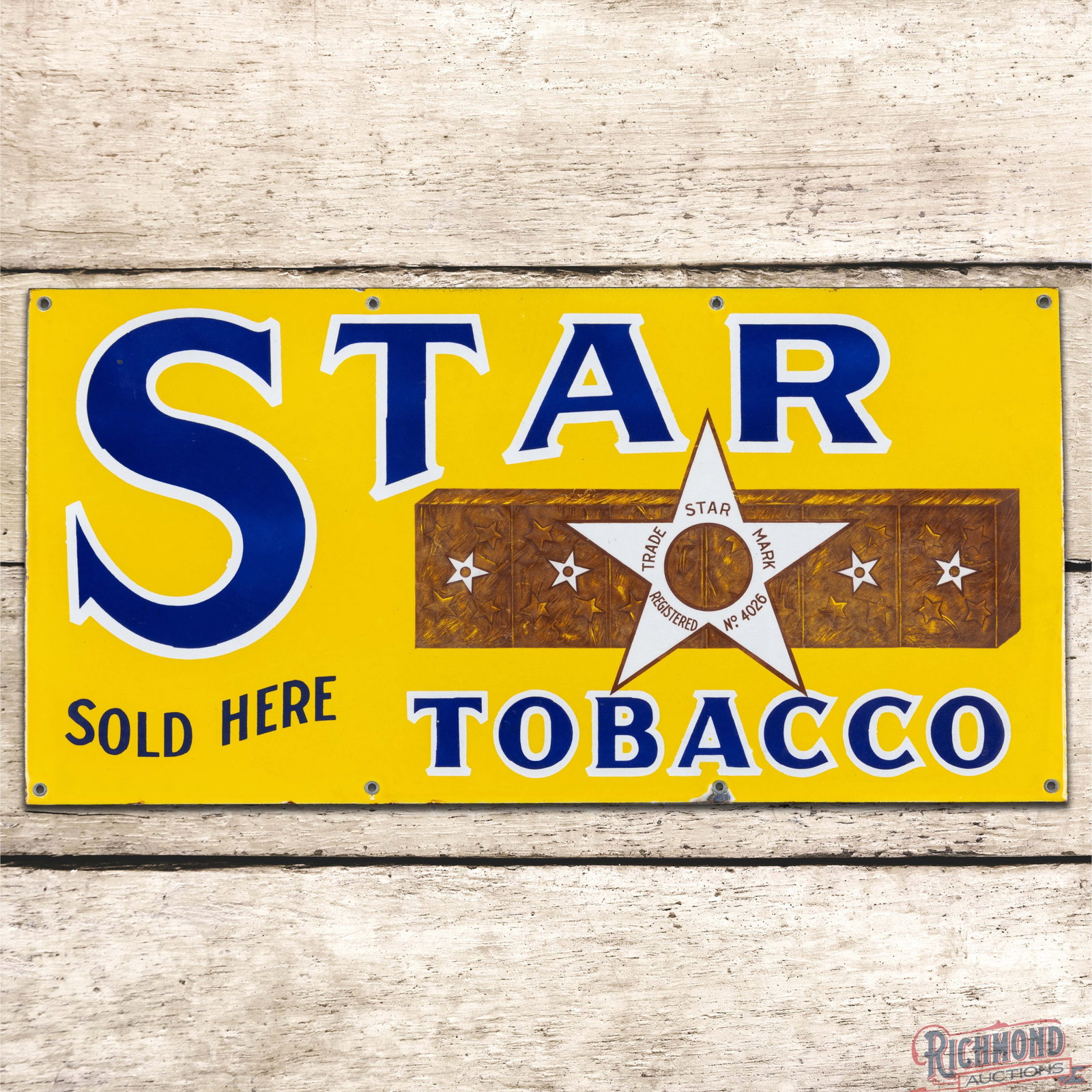 Star Tobacco "Sold Here" Single Sided Porcelain Sign (1 of 3)
