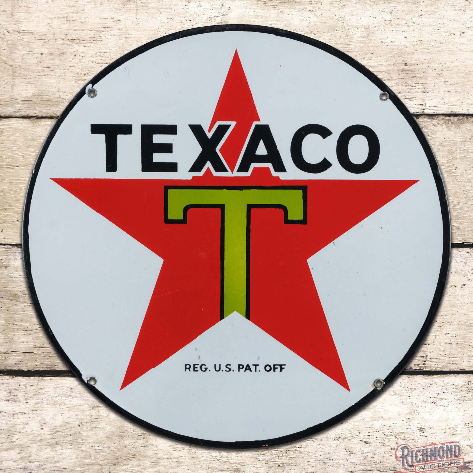 Texaco Motor Oils 15" Single Sided Porcelain Logo Sign (1 of 3)