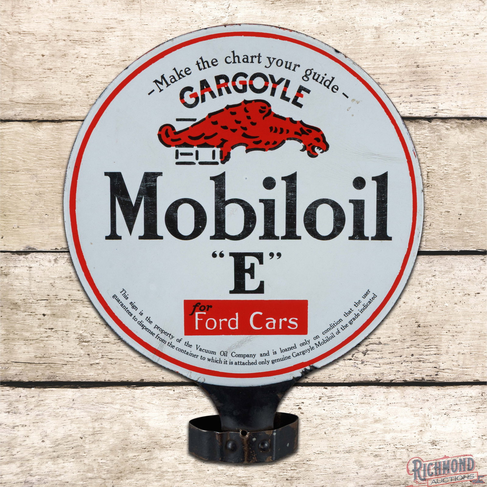 Gargoyle Mobiloil "E" for Ford Cars Double Sided Porcelain Lubester Paddle Sign (1 of 4)