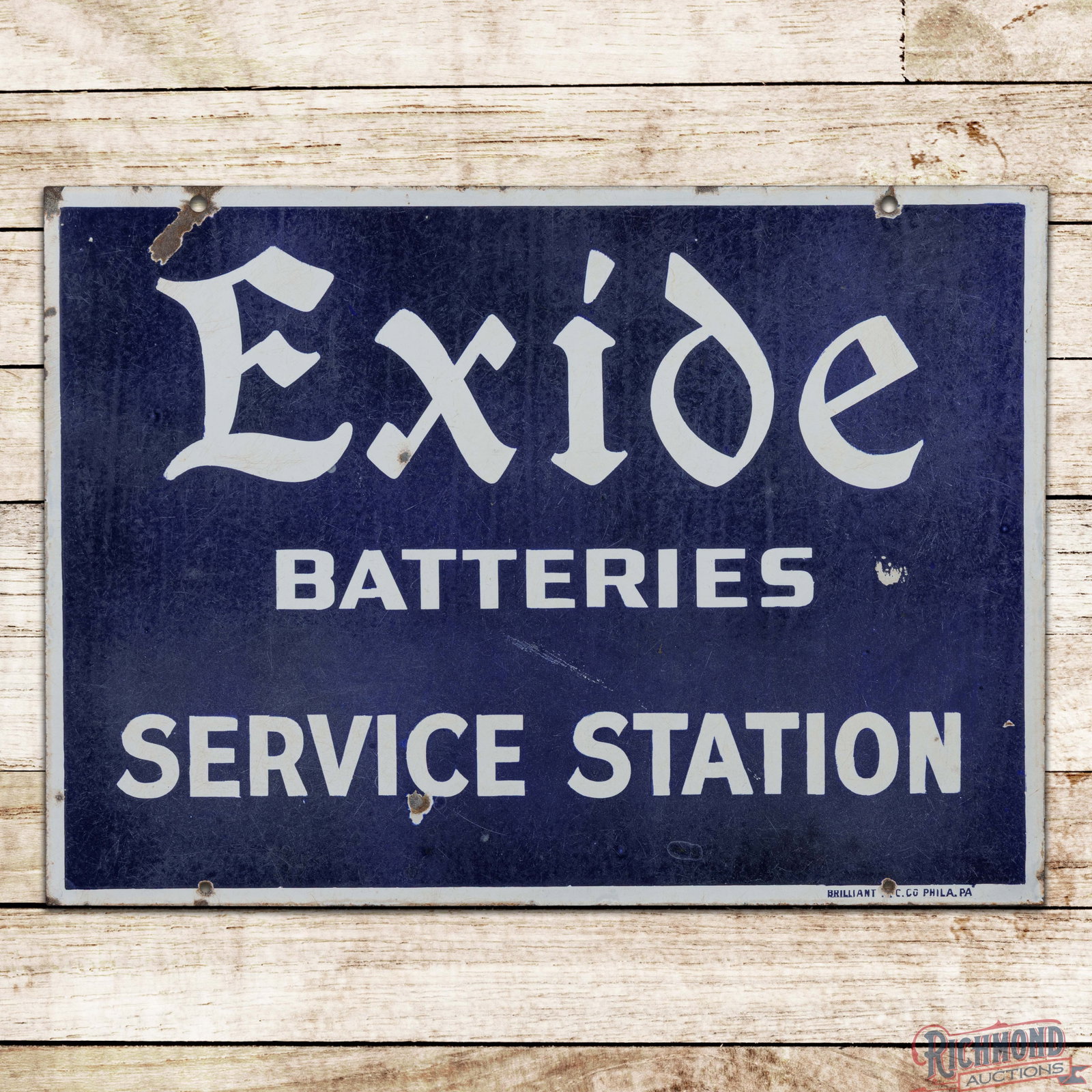 Exide Batteries Service Station Double Sided Porcelain Sign (1 of 3)