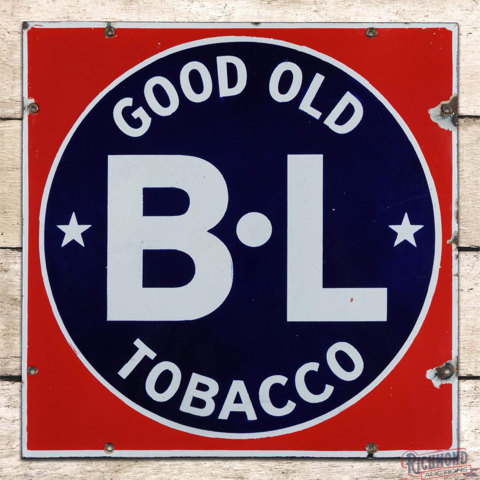 Gold Old B-L Tobacco 15" Single Sided Porcelain Sign (1 of 3)