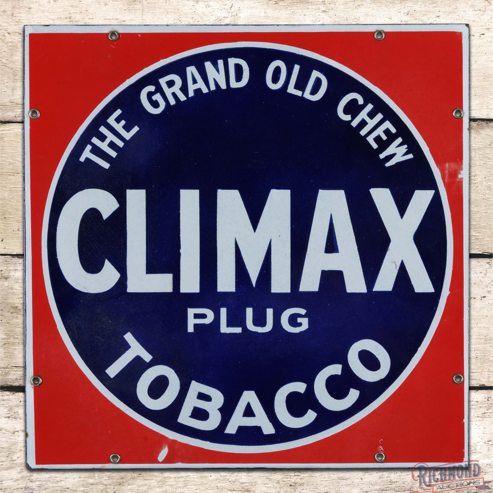 The Grand Old Chew Climax Plug Tobacco 15" Single Sided Porcelain Sign (1 of 3)