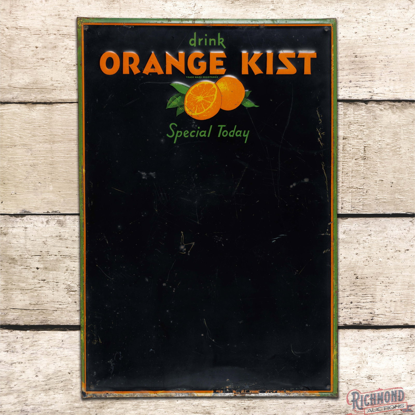 Drink Orange Kist "Special Today" Single Sided Tin Menu Board Sign w/ Oranges (1 of 3)