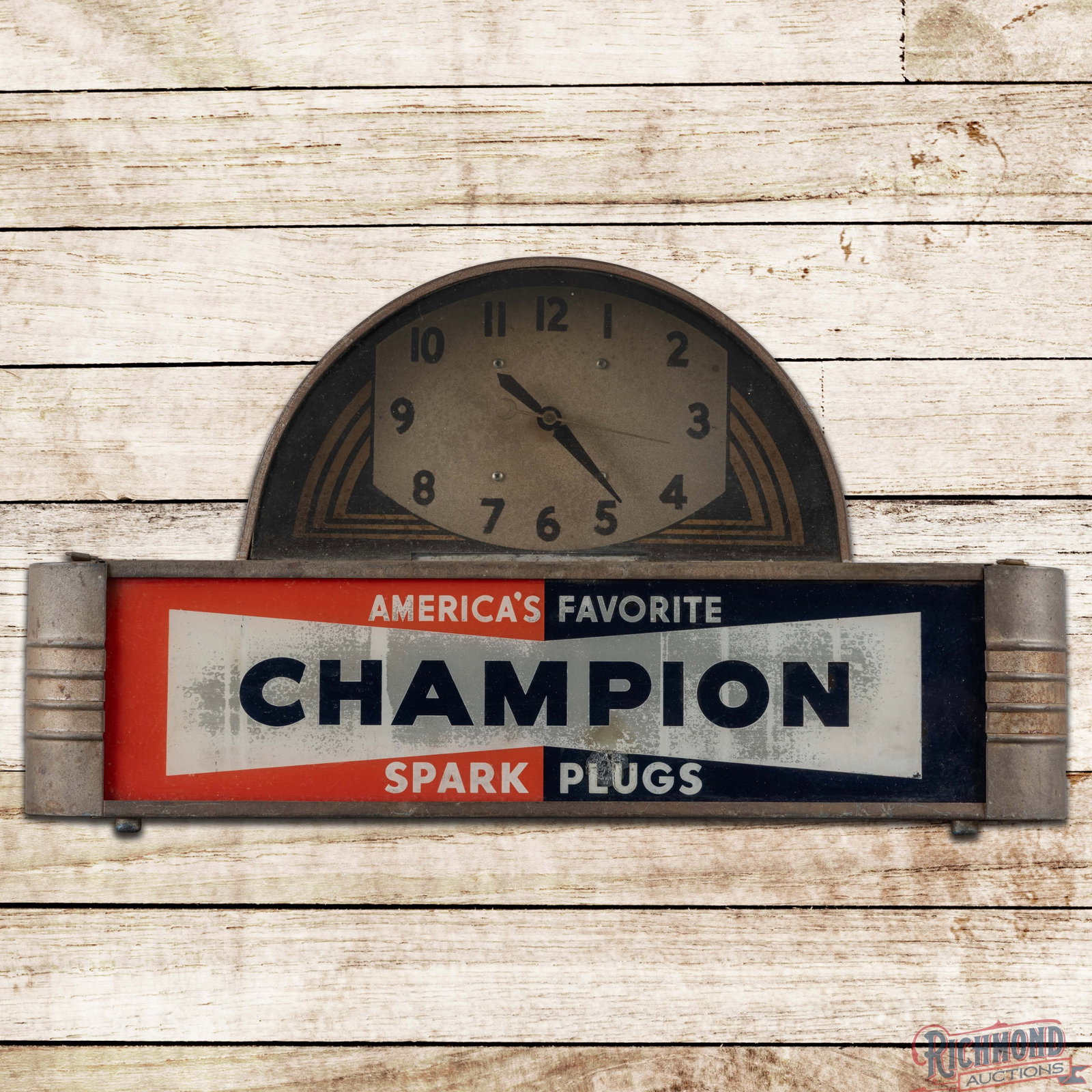 Champion America's Favorite Spark Plugs Lighted Art Deco Advertising Clock (1 of 3)