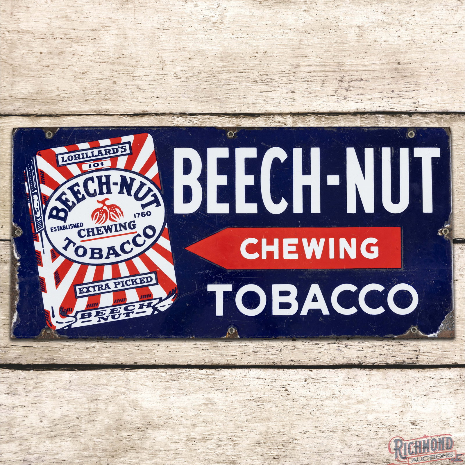 Beechnut Chewing Tobacco Single Sided Porcelain Sign Logo (1 of 3)