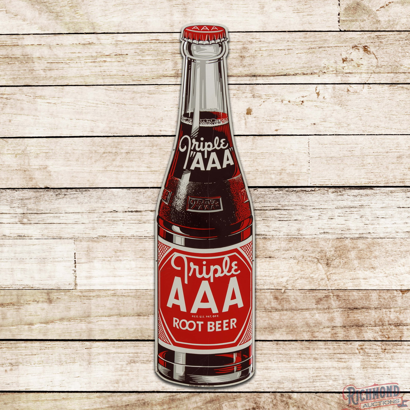 Triple A AAA Root Beer 44.5" Die Cut Bottle Sign (1 of 3)