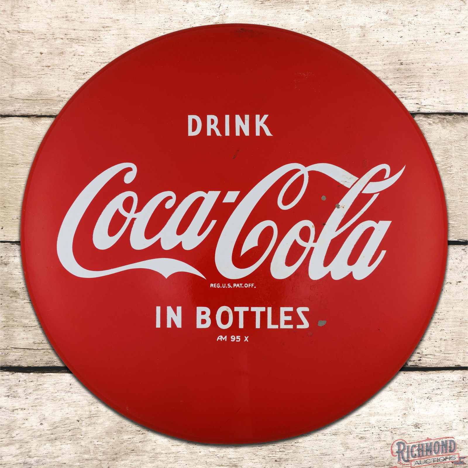 Drink Coca Cola in Bottles 12" Single Sided Tin Button Sign (1 of 3)