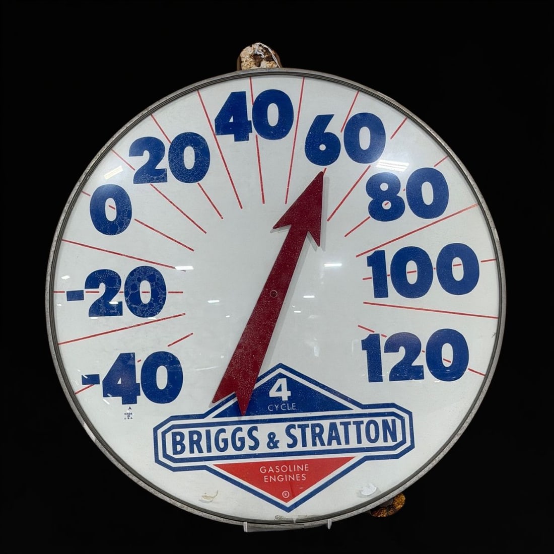 Briggs & Stratton Large 18� 4 Cycle Thermometer: Functional thermometer. 18" H. All items are eligible for free delivery to Rustbelt Americana in East Moline, IL on 8/6-7 or other shows that Richmond Auctions attends. Size 18" H Medium Tin