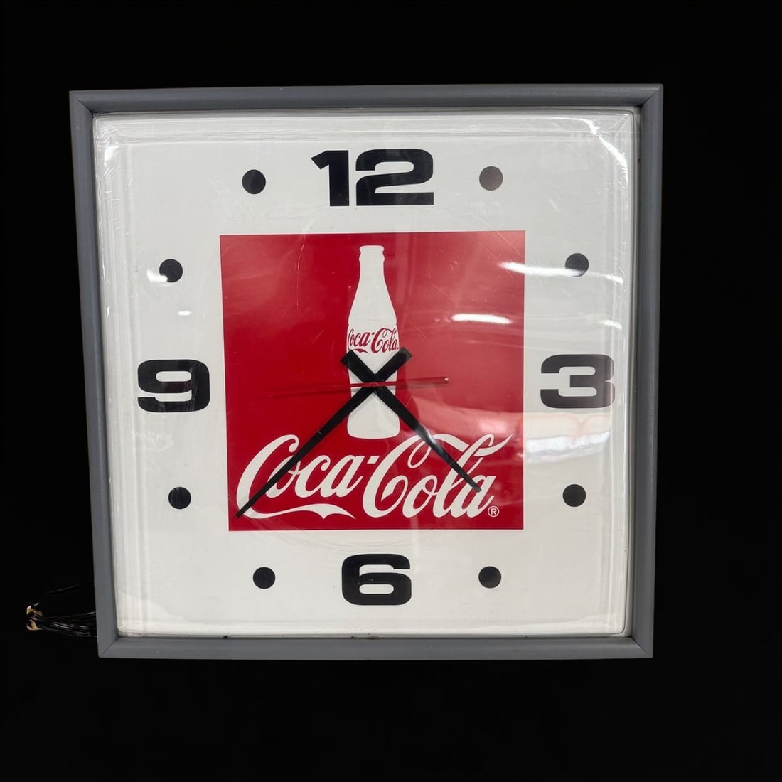 Huge Coca Cola Coke Massive Light Up Clock.: Plastic has scratches but lights up and runs as it should. 30" H x 30" W x 6" D. All items are eligible for free delivery to Rustbelt Americana in East Moline, IL on 8/6-7 or other shows that