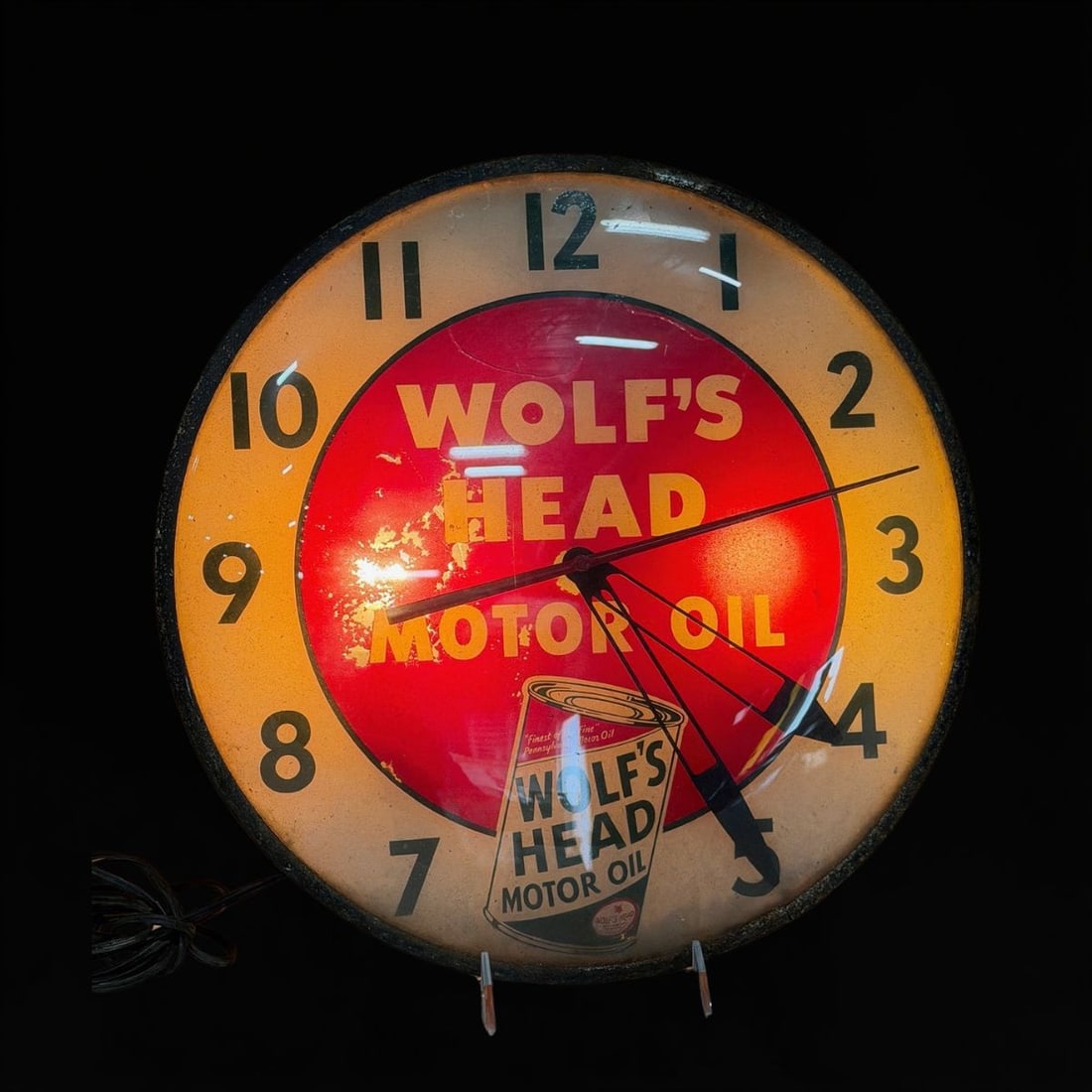 Wolfs Head Motor Oil Light Up Clock - 2