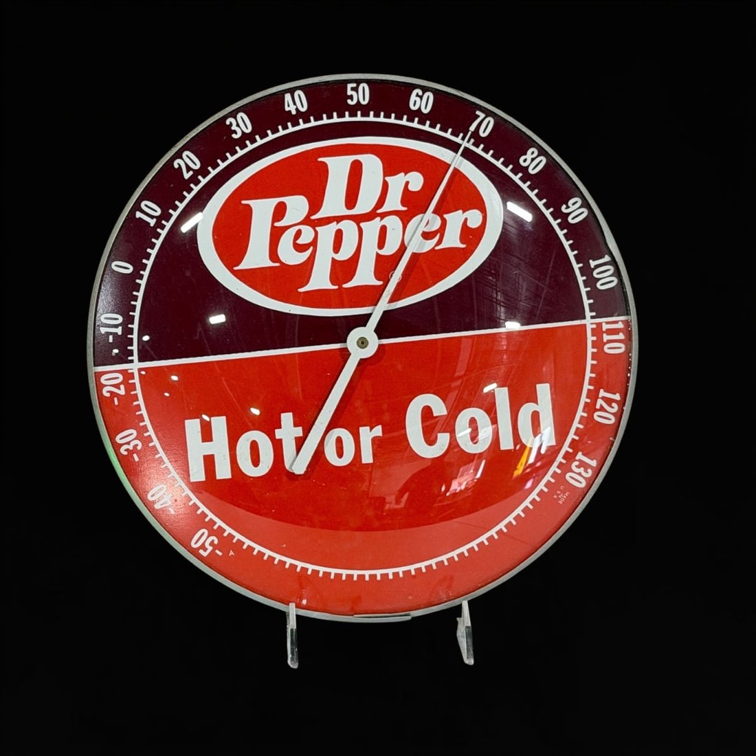 Dr Pepper Hot Or Cold Soda Thermometer: Clean face works as it should. 12" H. All items are eligible for free delivery to Rustbelt Americana in East Moline, IL on 8/6-7 or other shows that Richmond Auctions attends. Size 12" H Medium Metal