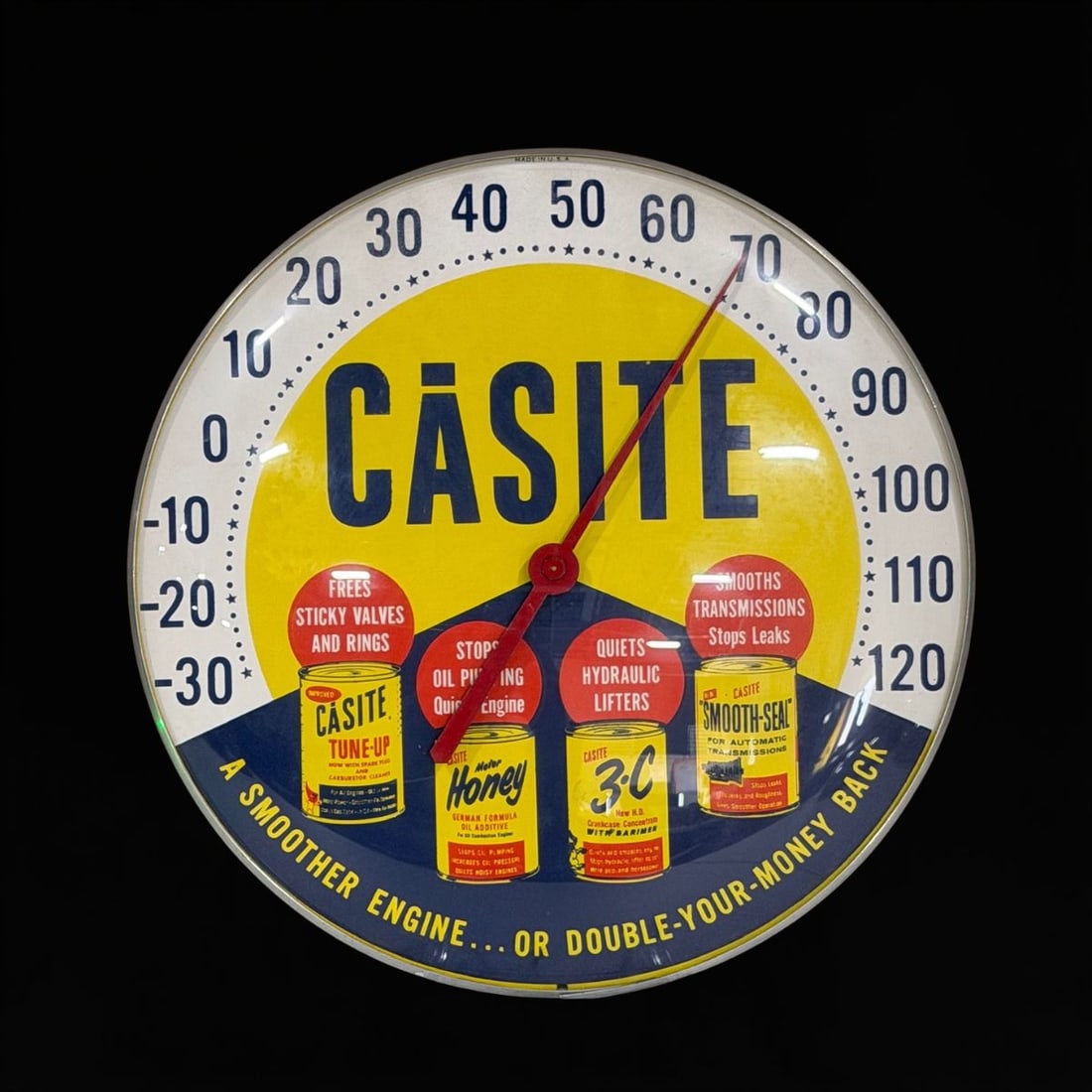Casite A Smother Engine: Clean face with good graphics, works as it should. 12" H. All items are eligible for free delivery to Rustbelt Americana in East Moline, IL on 8/6-7 or other shows that Richmond Auctions attends.