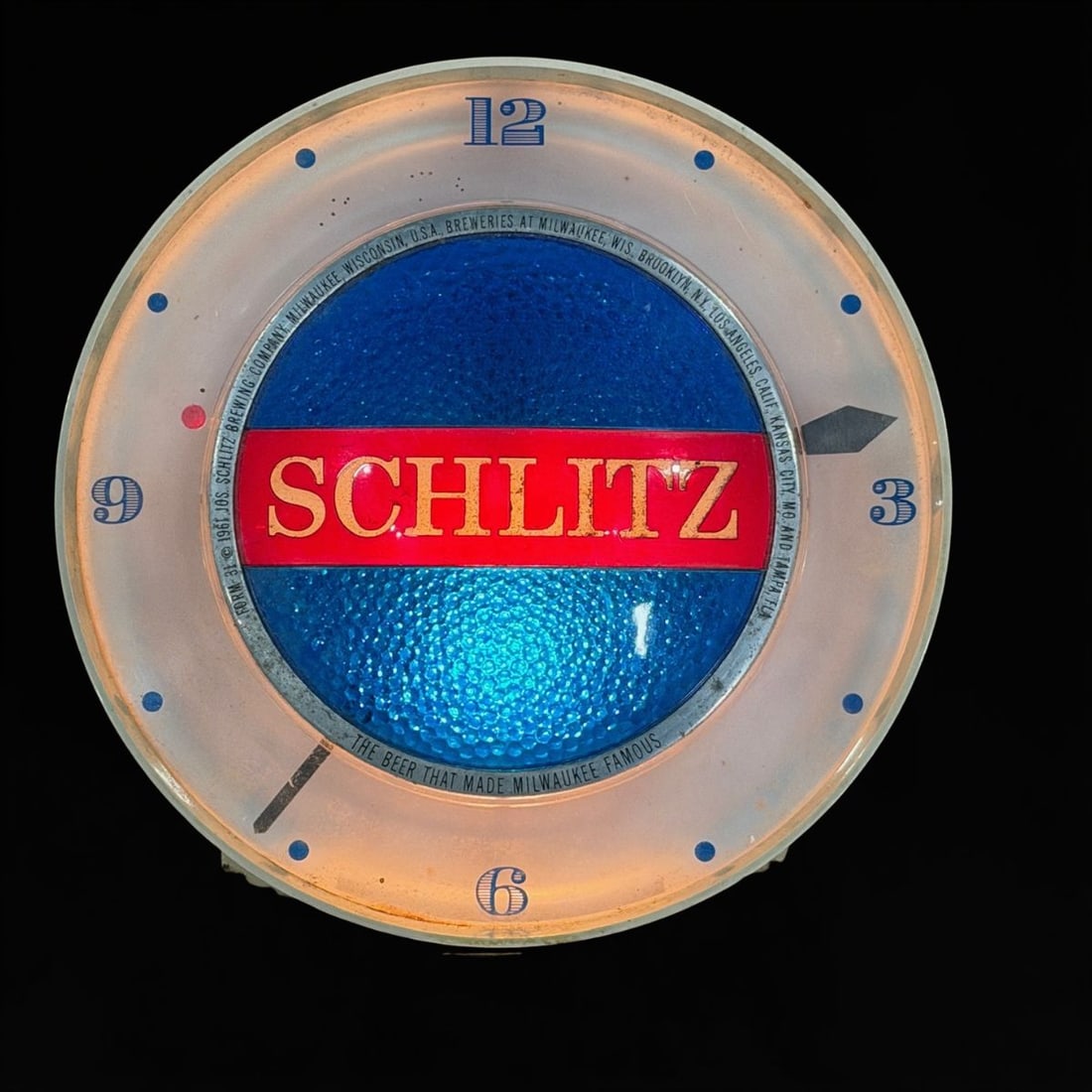 Schlitz Spinning Light Up Clock - 2