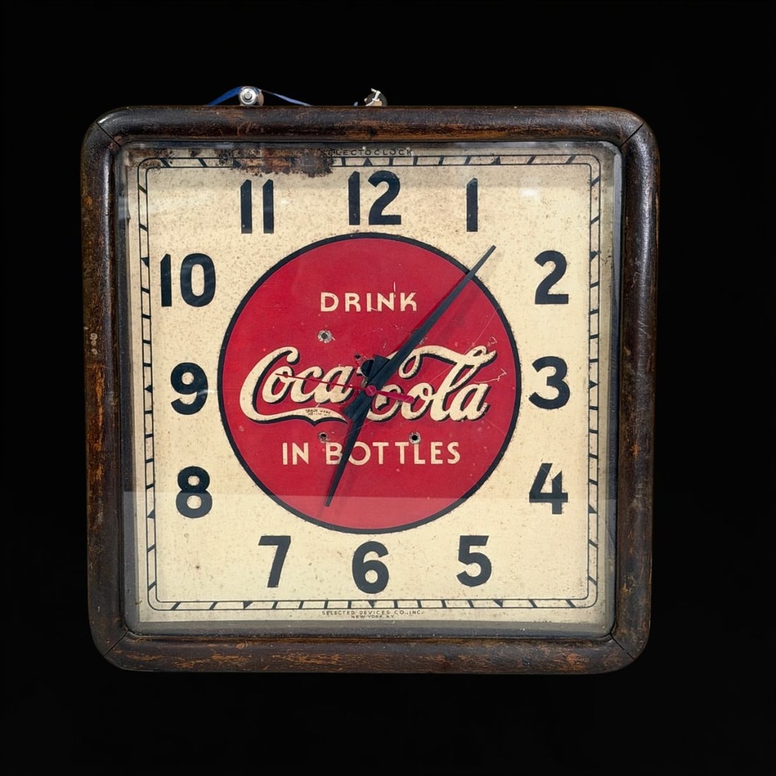 Coca Cola In Bottles Clock: Worked when battery was put in. Significant wear and aging on face. 16" H x 16" W x 4" D. All items are eligible for free delivery to Rustbelt Americana in East Moline, IL on 8/6-7 or other shows