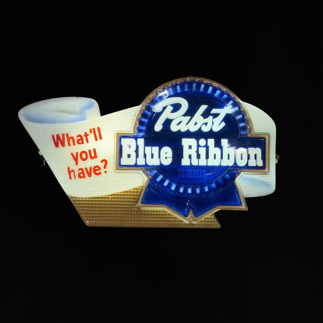 Pabst Blue Ribbon Plastic Light Up Sign - 2