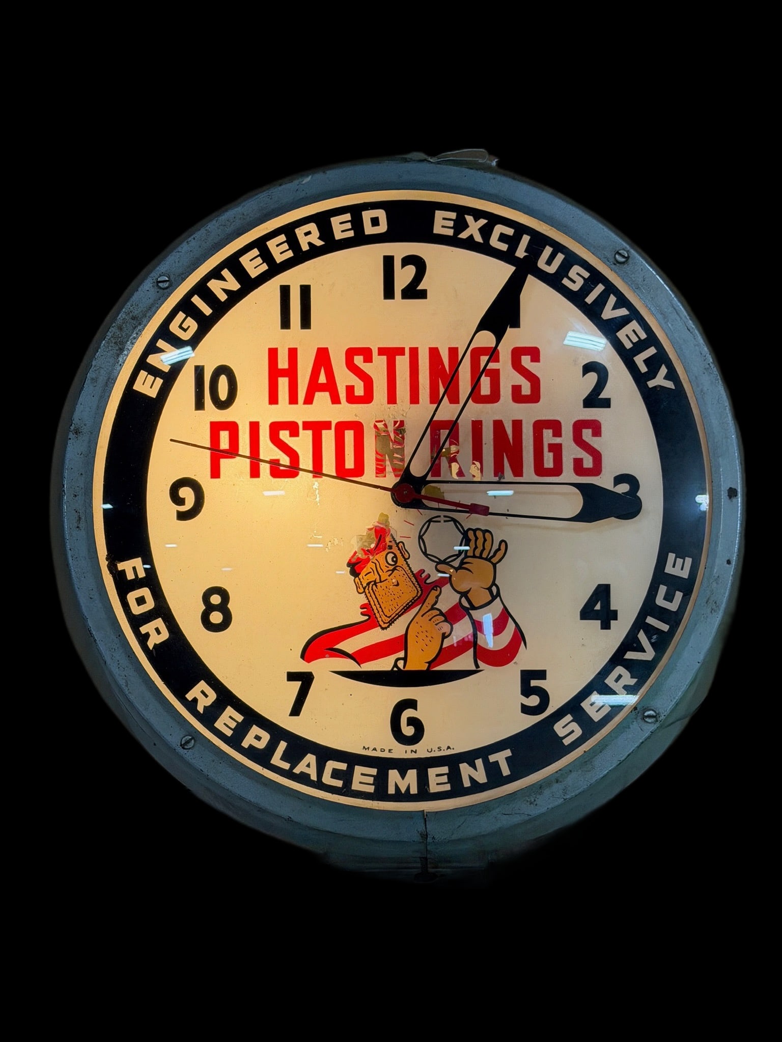 Hastings Piston Rings Light Up Clock - 2