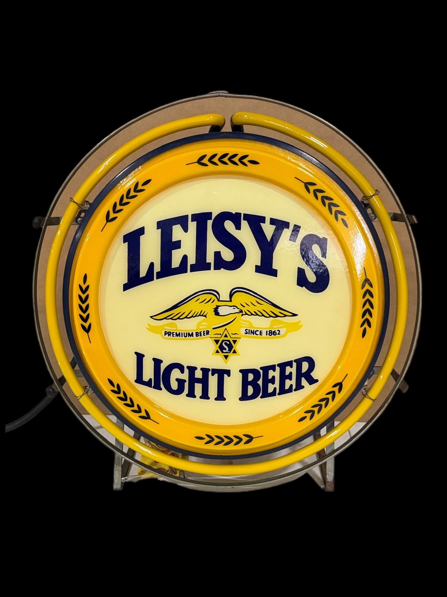 Leisky's Light Beer Neon Sign: Neon and lights work as they should. Face has light shelf wear. 18" H x 7" W. All items are eligible for free delivery to Rustbelt Americana in East Moline, IL on 8/6-7 or other shows that Richmond