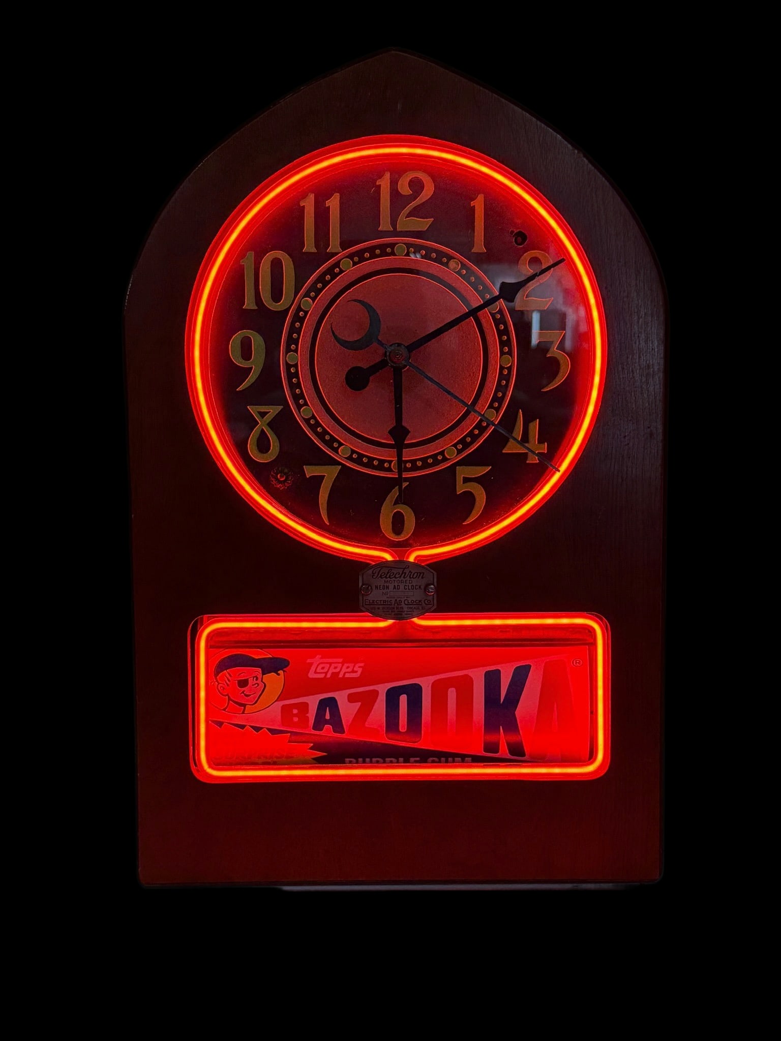 Telechron Neon Ad Clock Bazooka Gum - 2