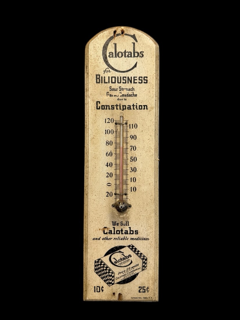 Lot Of 3 Wooden Thermometer Calotabs Doan's Kidney Constipation - 3